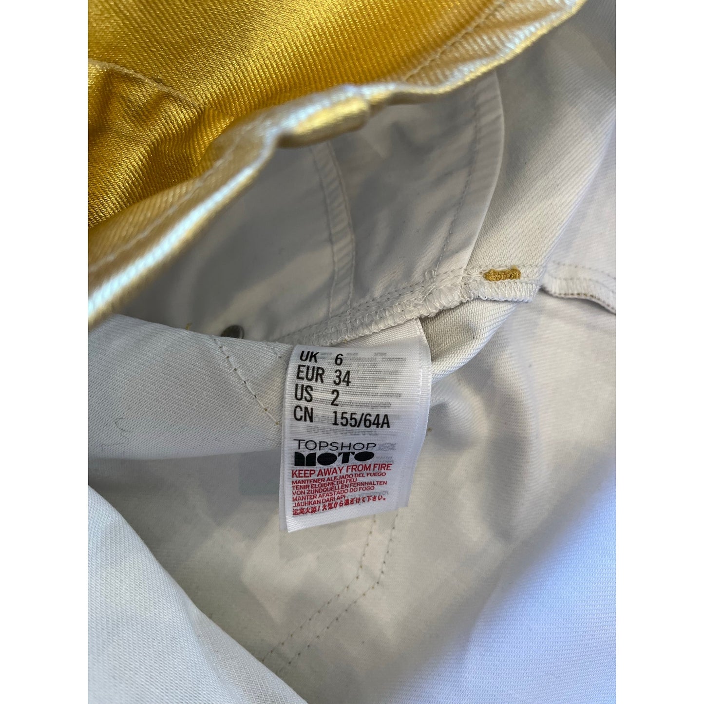 Topshop Gold Metallic Denim Mini Skirt US 2