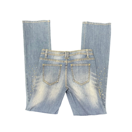 vintage cache embellished low rise flare jeans size 2
