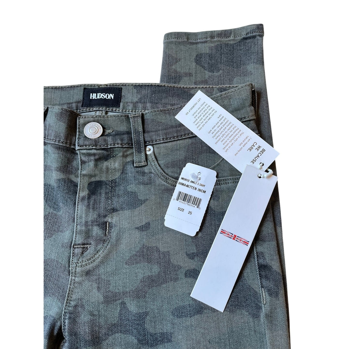NWT Hudson Nico Mid Rise Ankle Skinny Jeans Ten Incognito Camo Print Size 25