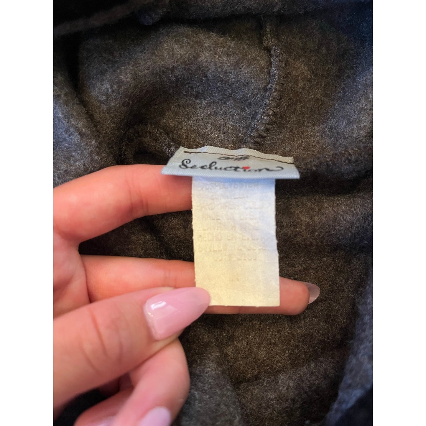 Vintage Y2K Miss Seduction Gray Faux Fur Trim Cropped Hoodie Sweatshirt
