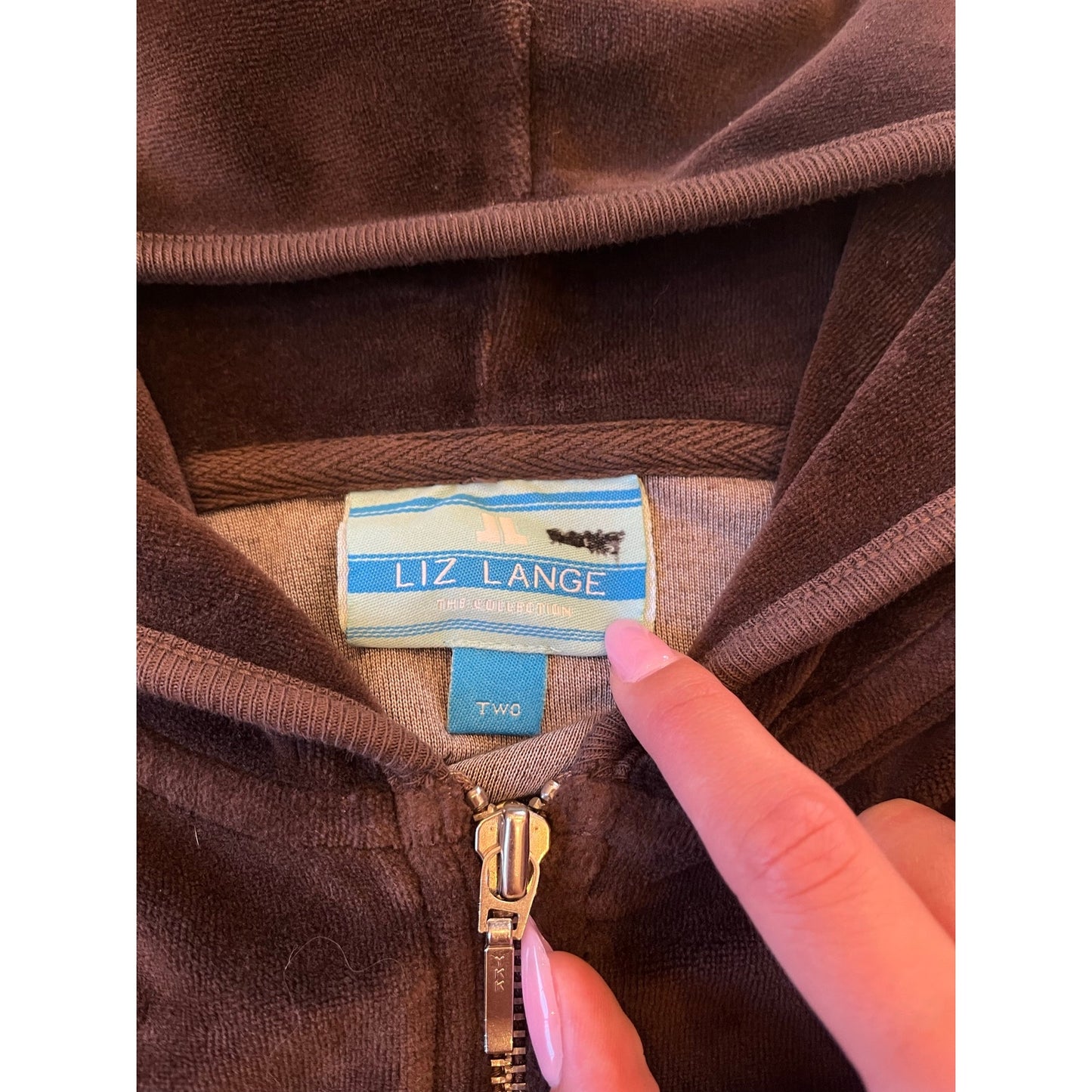 y2k brown velour zip up