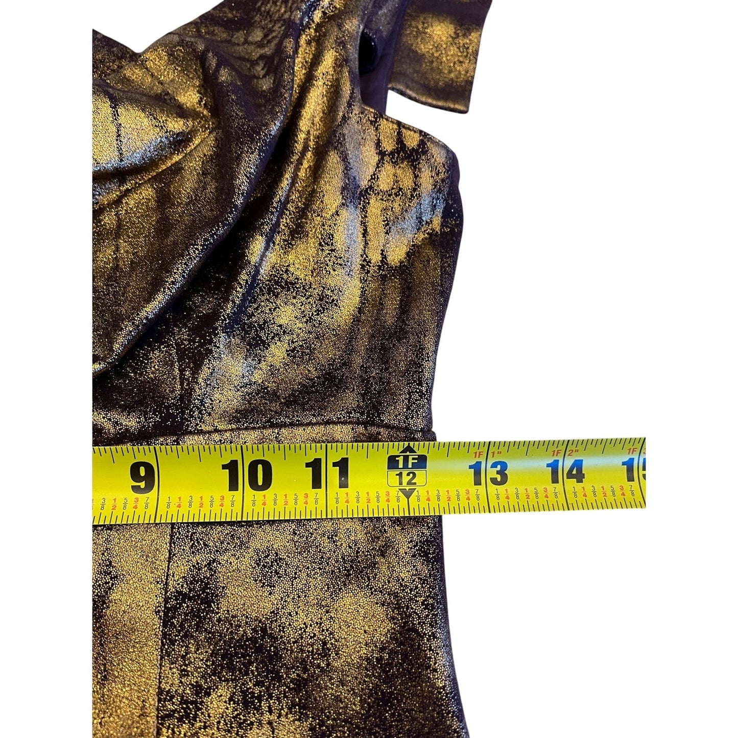 Black Halo Corrine Metallic Gold Black Cowl Neck Sheath Dress Size 0