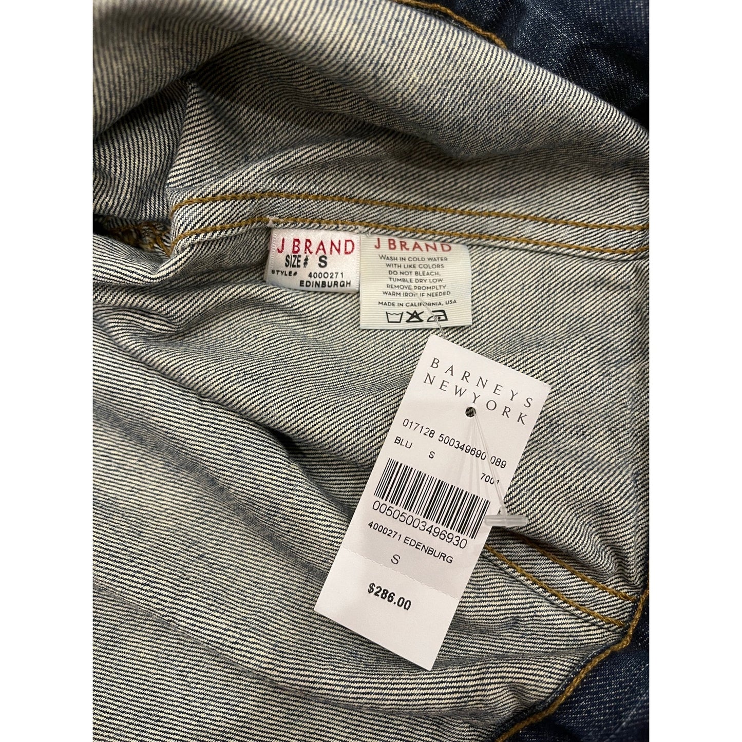 NWT J Brand Edinburgh Denim Jacket Blue Trucker Jean Jacket Size S $286