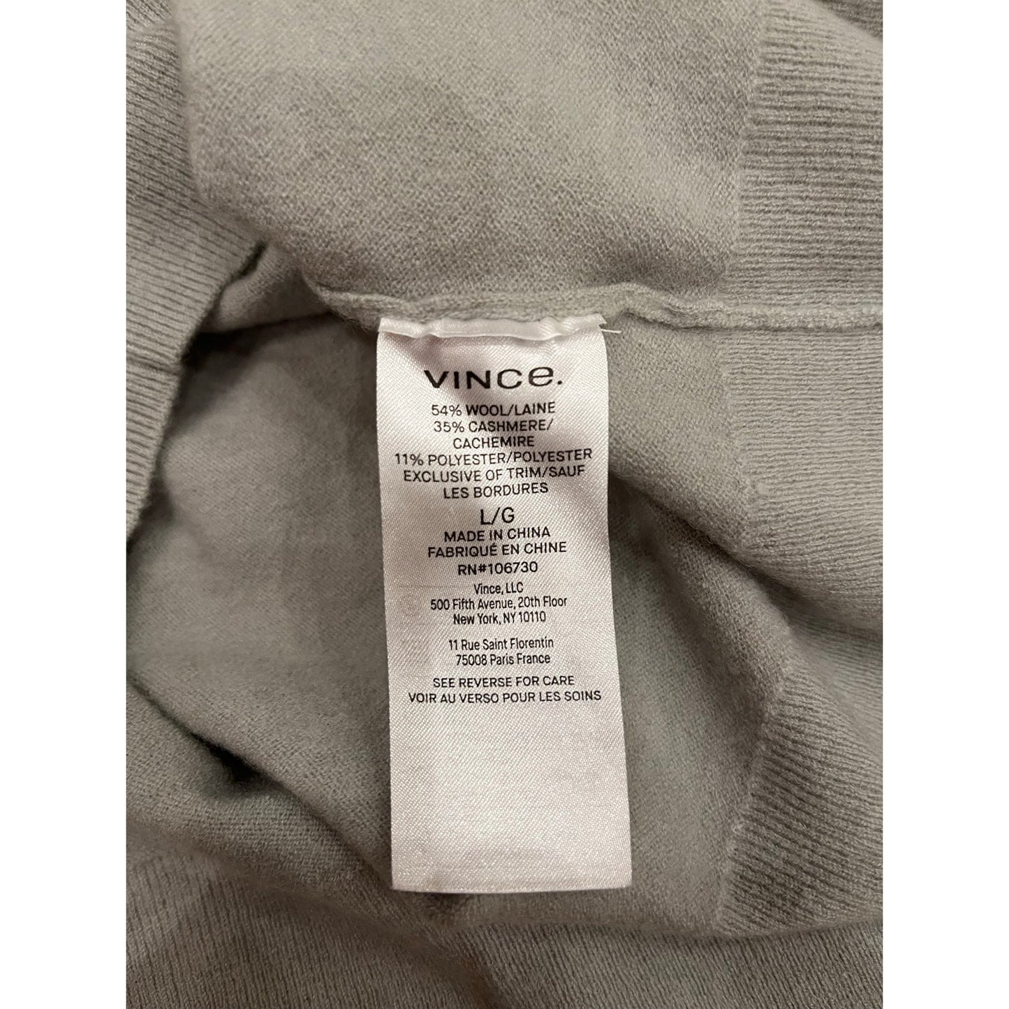 NWT Vince Gray Wool Cashmere Blend Crewneck Cardigan Sweater Large $395