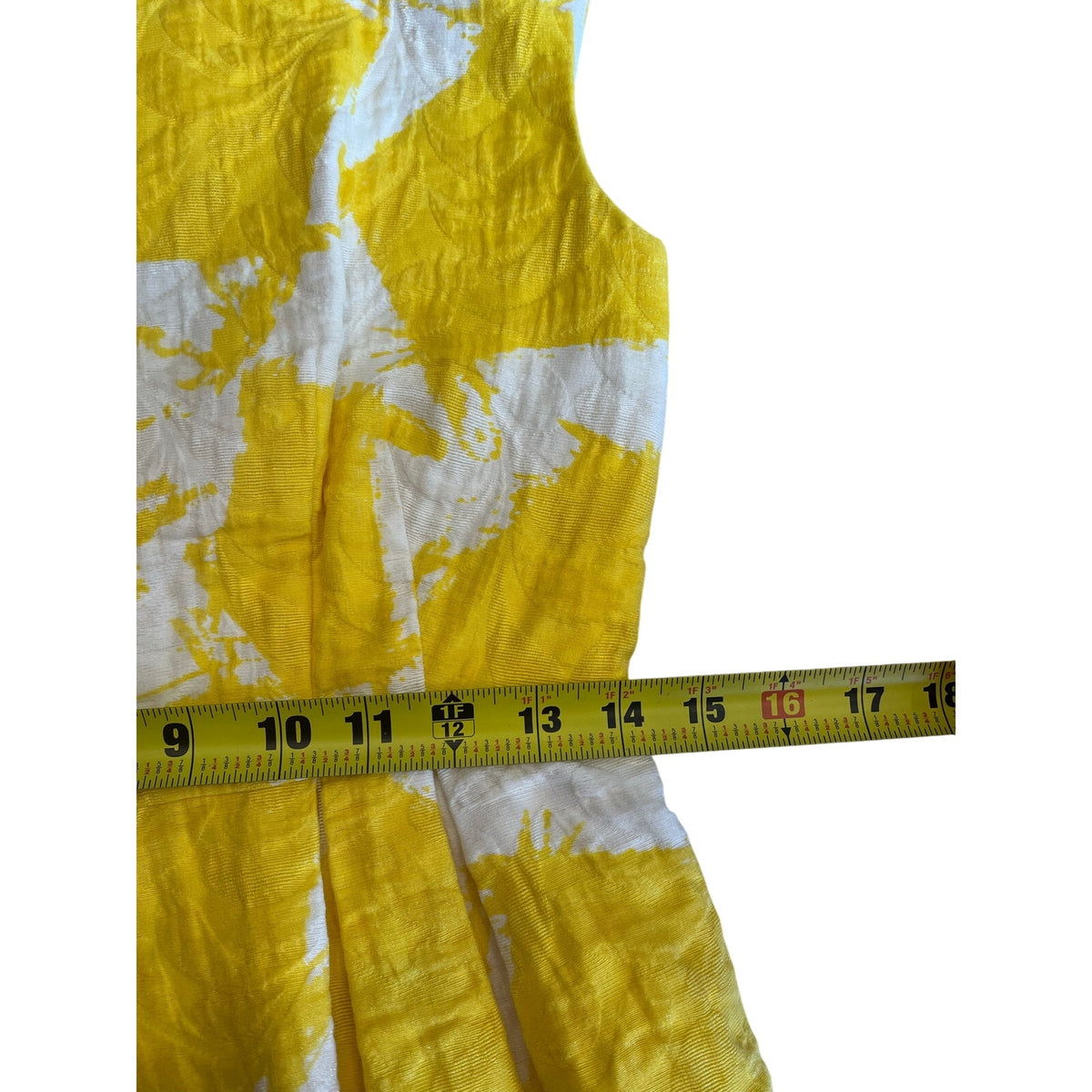 Shoshanna Yellow White Abstract Print Fit & Flare Midi Dress Size 6