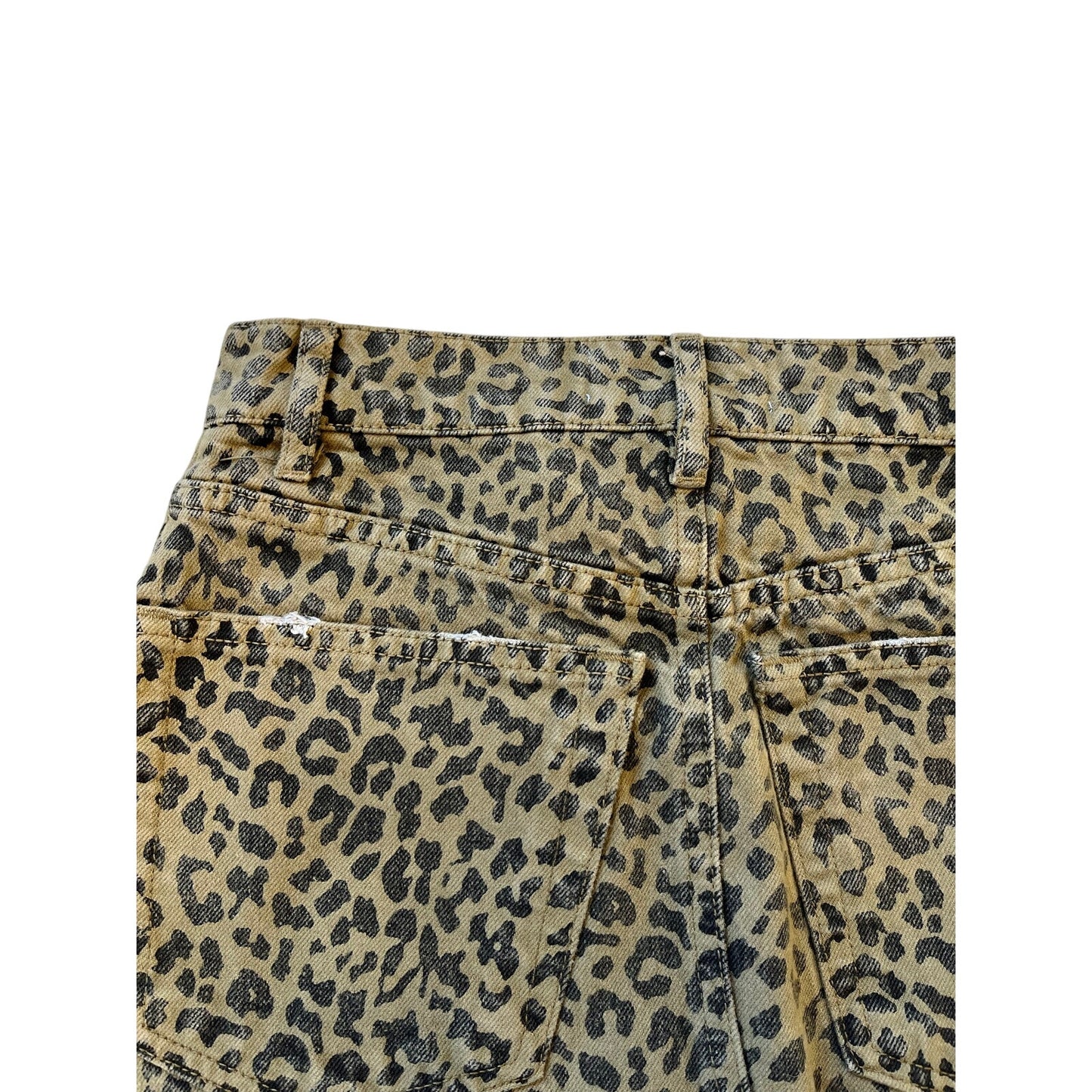 Zara Leopard Print Denim Mini Skirt XS