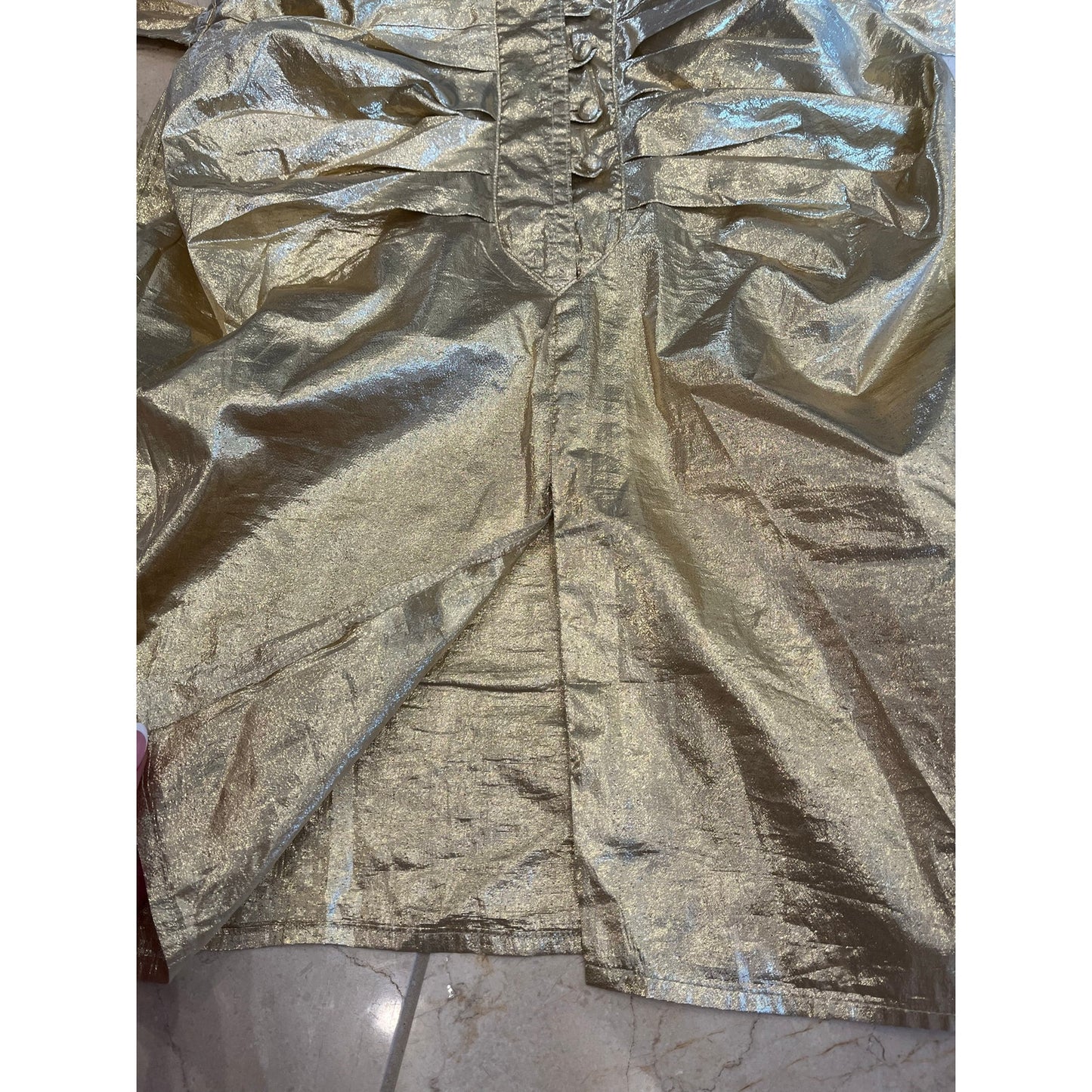 y2k vintage gold button up dress