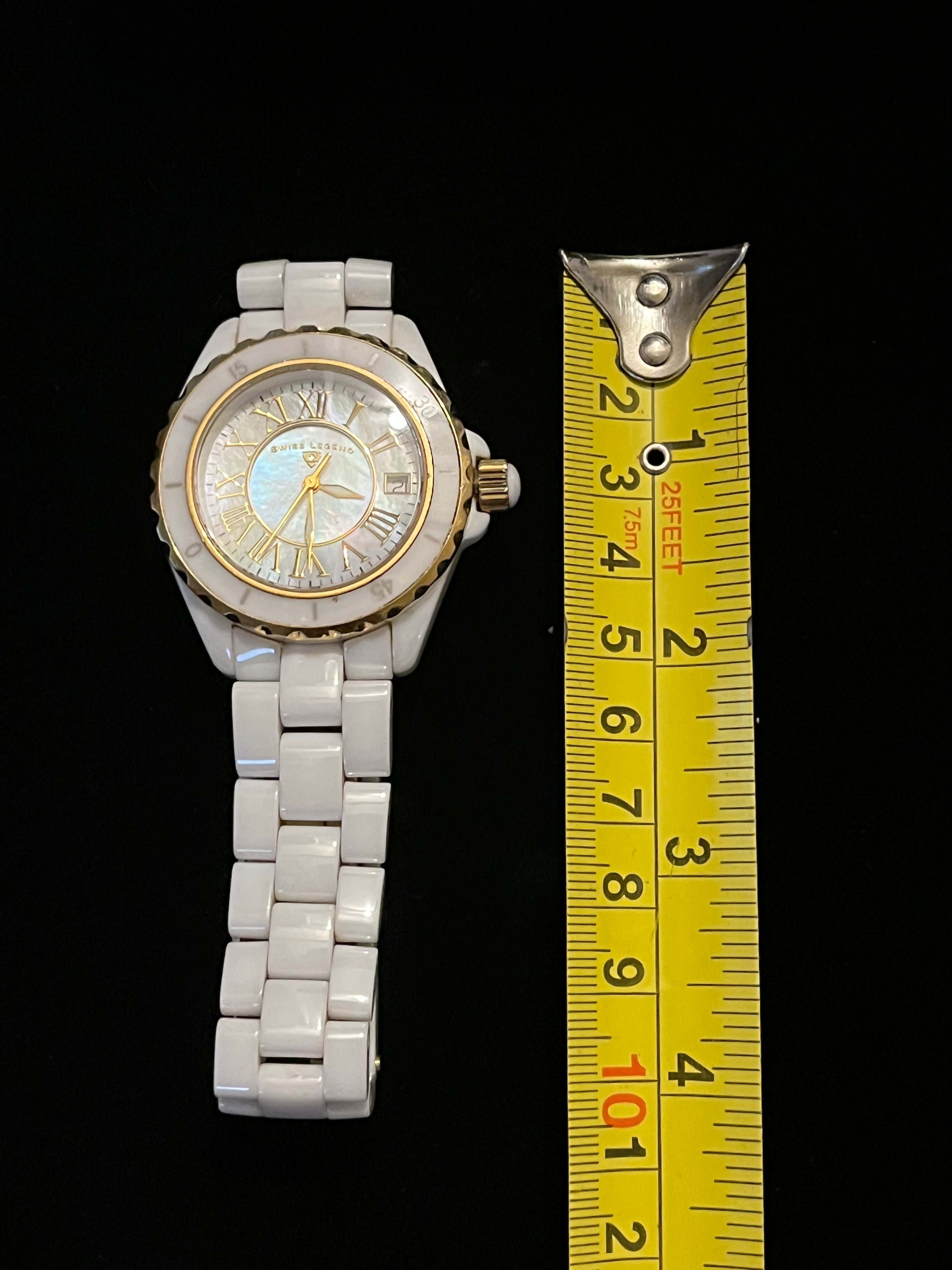 vintage women's watch- swiss legend white ceramic