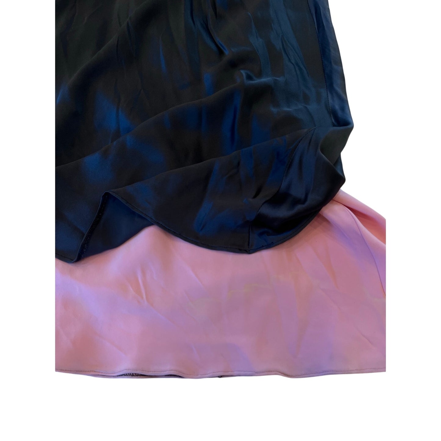 Vintage Y2K Black Pink Satin Lace Up Back Maxi Slip Dress Open Back