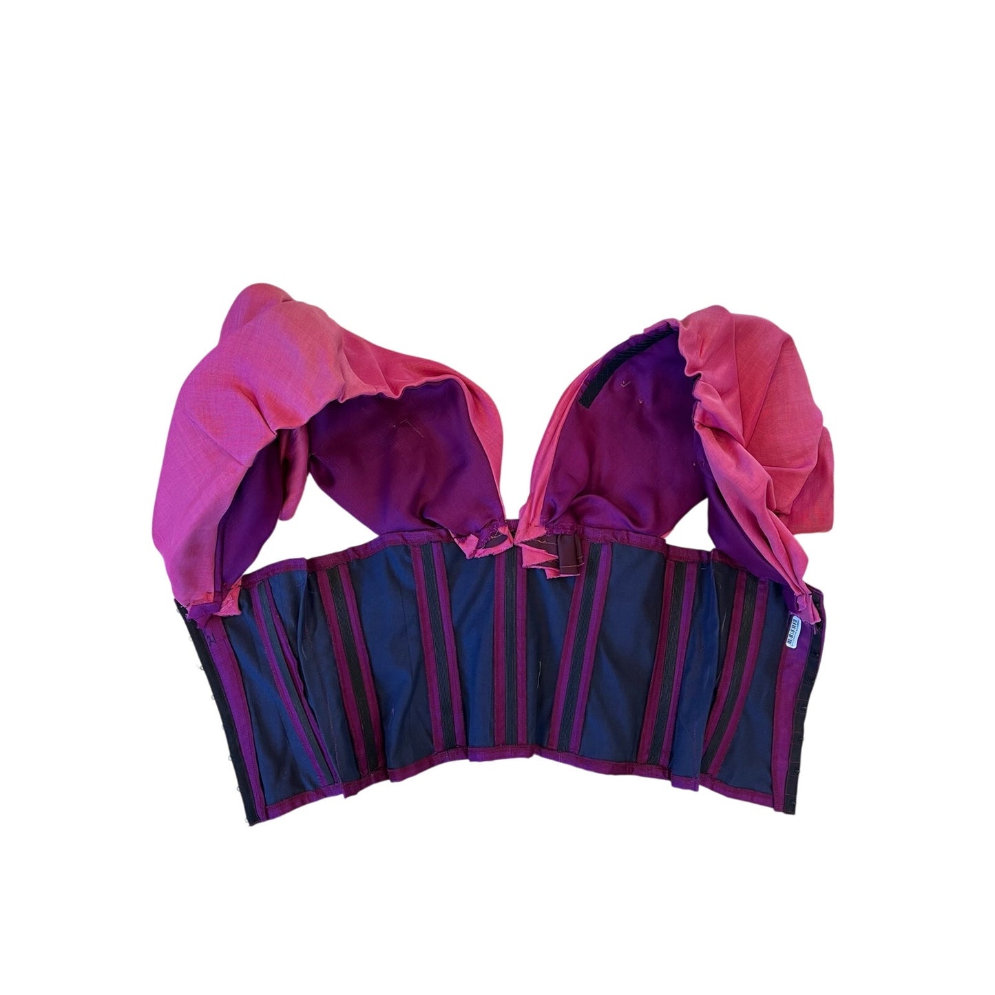 Women's Magenta Purple Corset Top Puff Sleeve Boned Bustier Statement