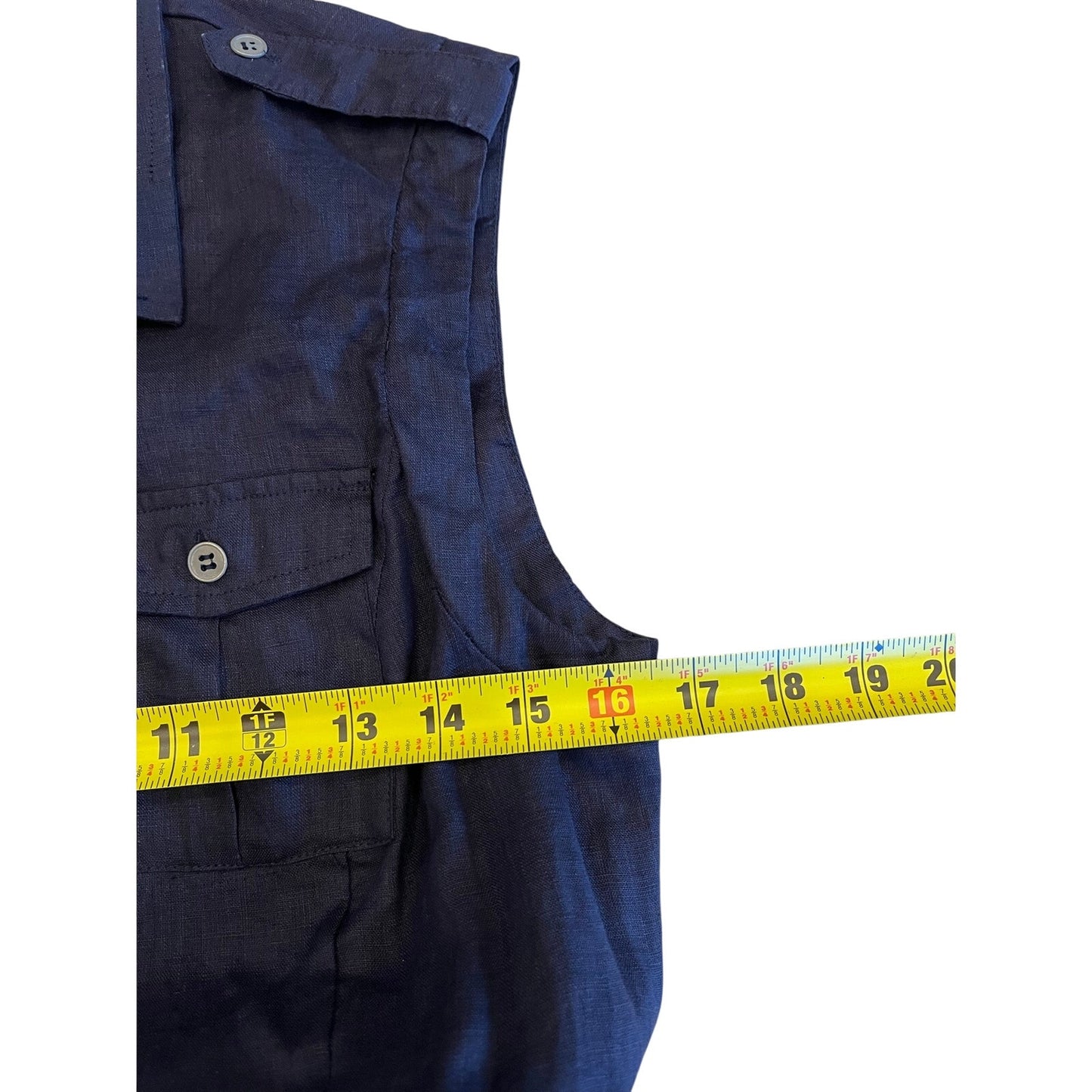 Tory Burch Navy Sleeveless Utility Safari Shirt Dress Belted Pockets