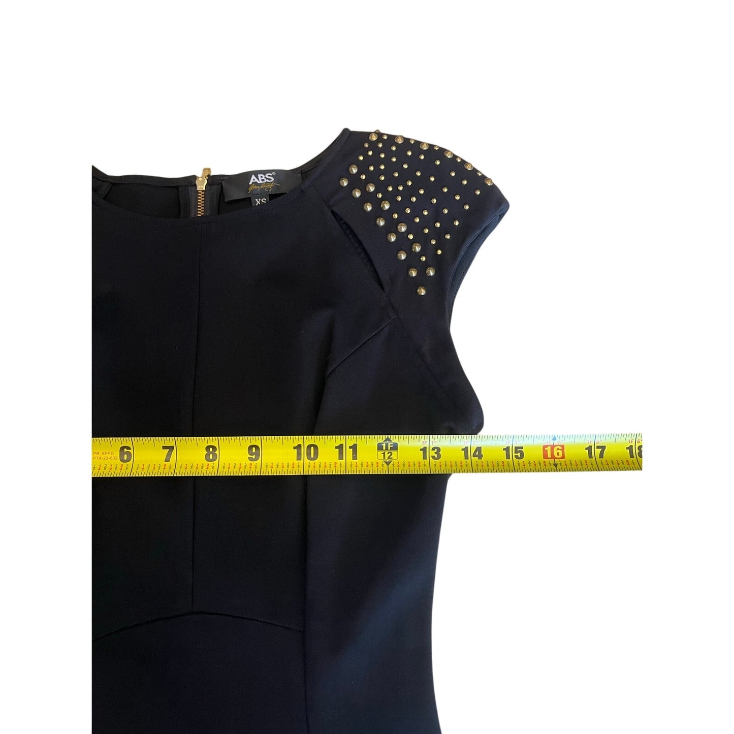 womens xs black fitted dress with embellished sleeves