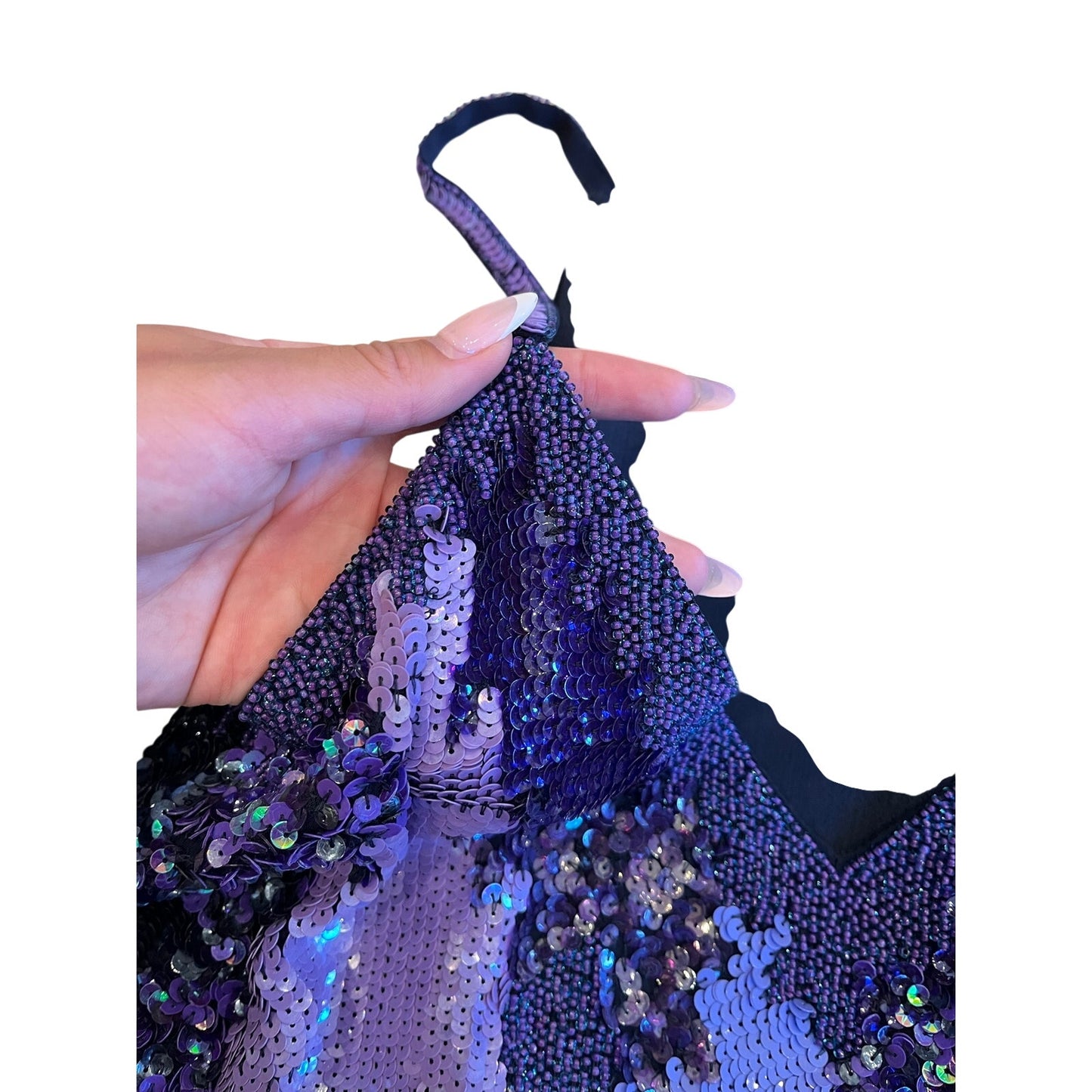 French Connection 2000s Purple Sequin Embellished Slip Party Dress US 0 XS