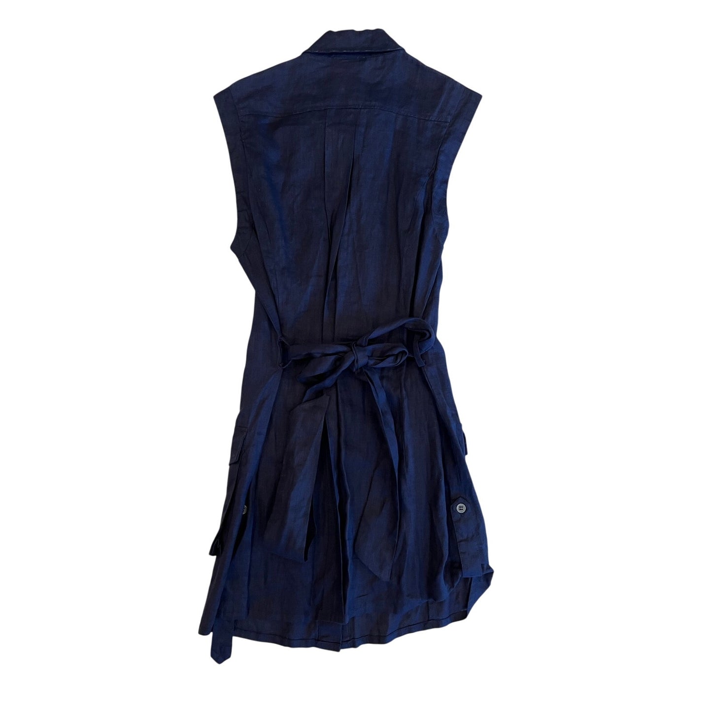 Tory Burch Navy Sleeveless Utility Safari Shirt Dress Belted Pockets