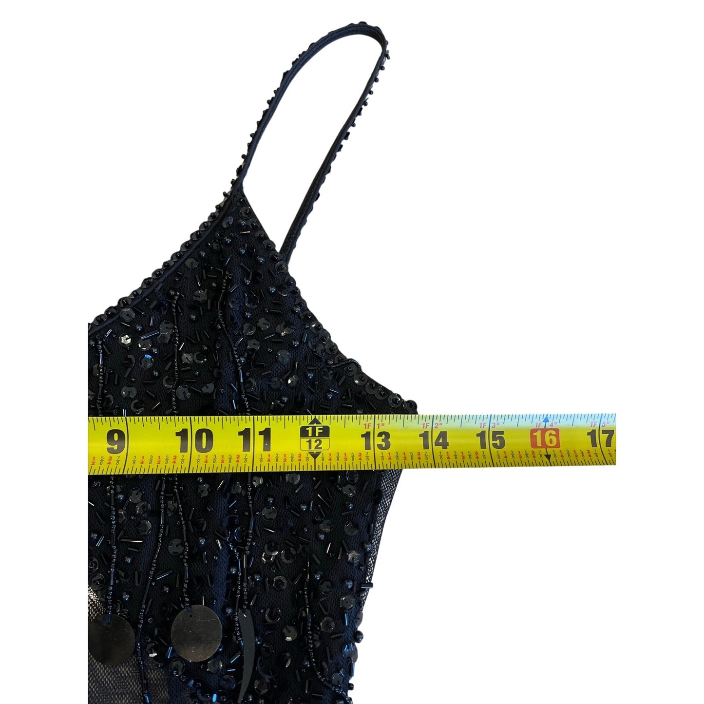 Black Beaded Sequin Mesh Illusion Cutout Bodycon Mini Dress