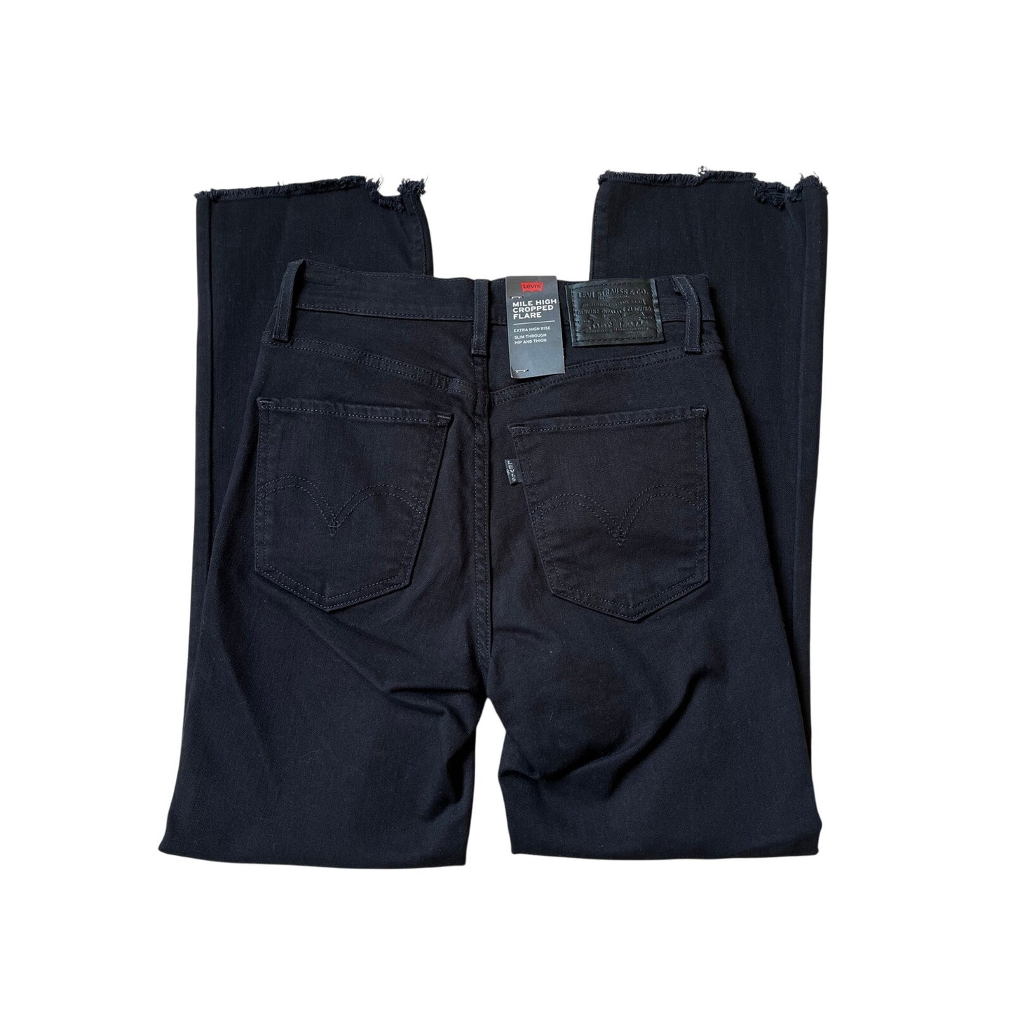 NWT Levi's Premium Mile High Cropped Flare Jeans Black 25x26 Extra High Rise