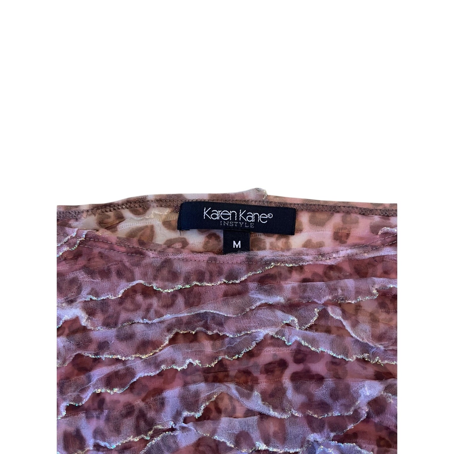 Karen Kane Mesh Leopard Print Top M NWT Sheer MSRP $78