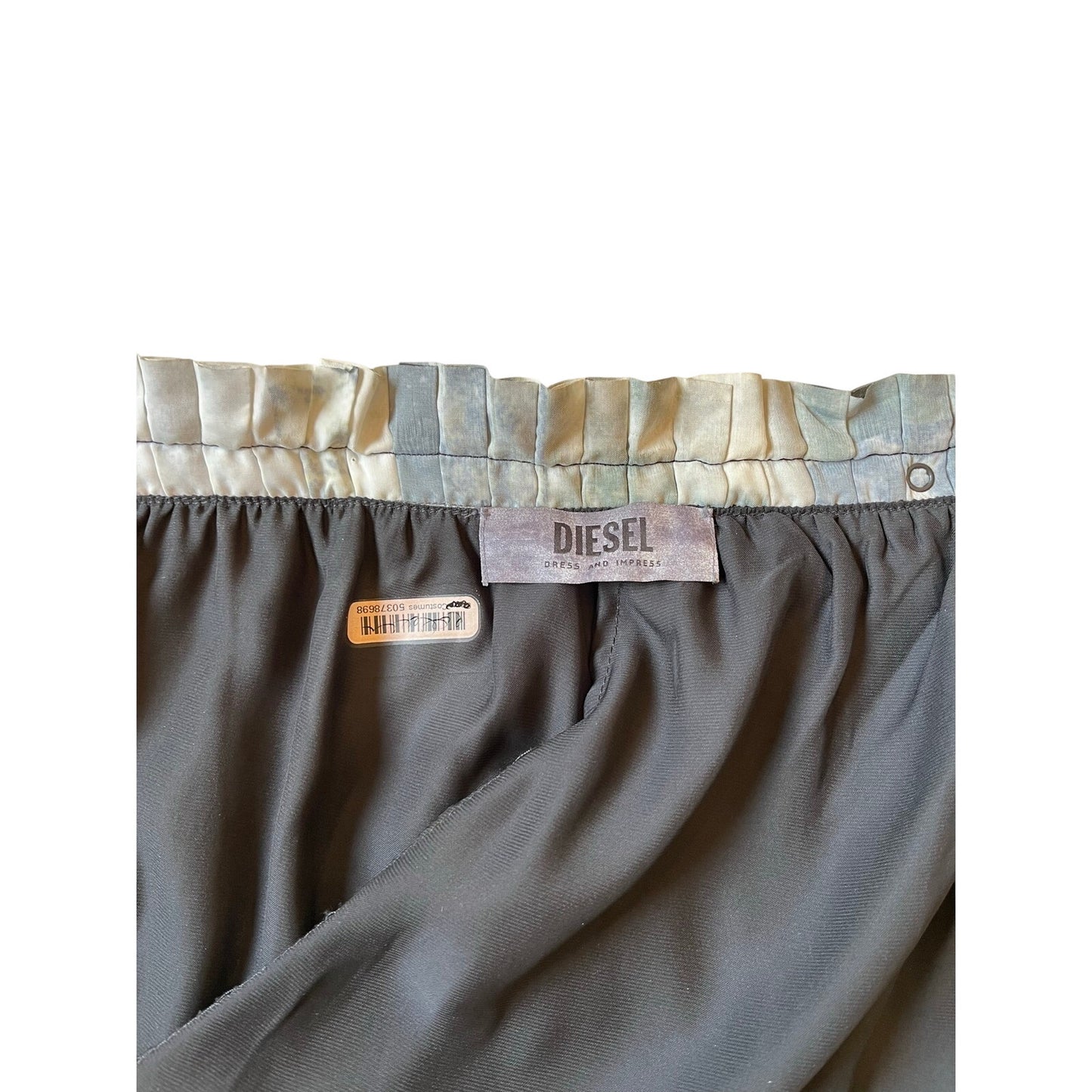 Diesel Dress and Impress Pleated Mini Skirt XS Adjustable Waist Zip Abstract