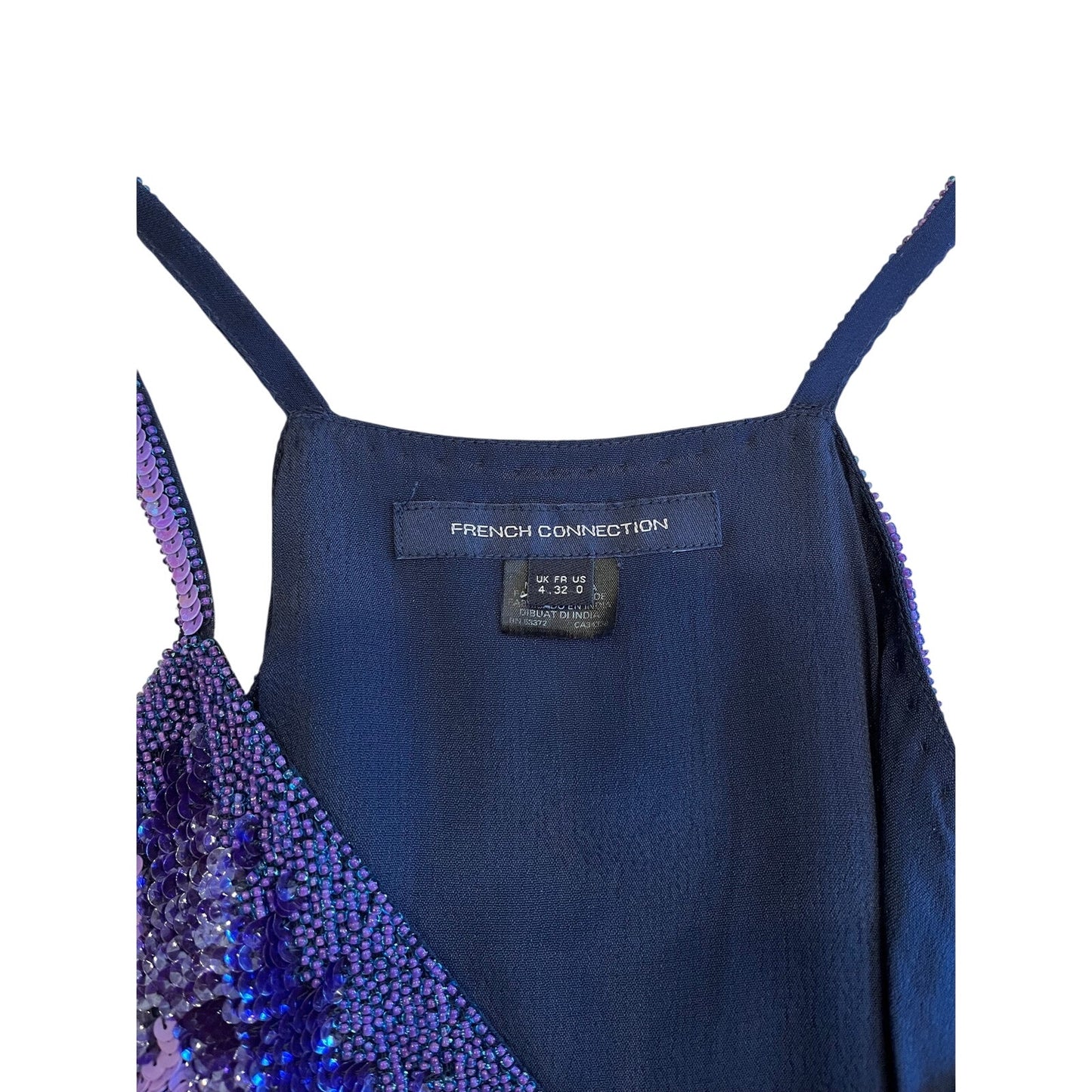 French Connection 2000s Purple Sequin Embellished Slip Party Dress US 0 XS