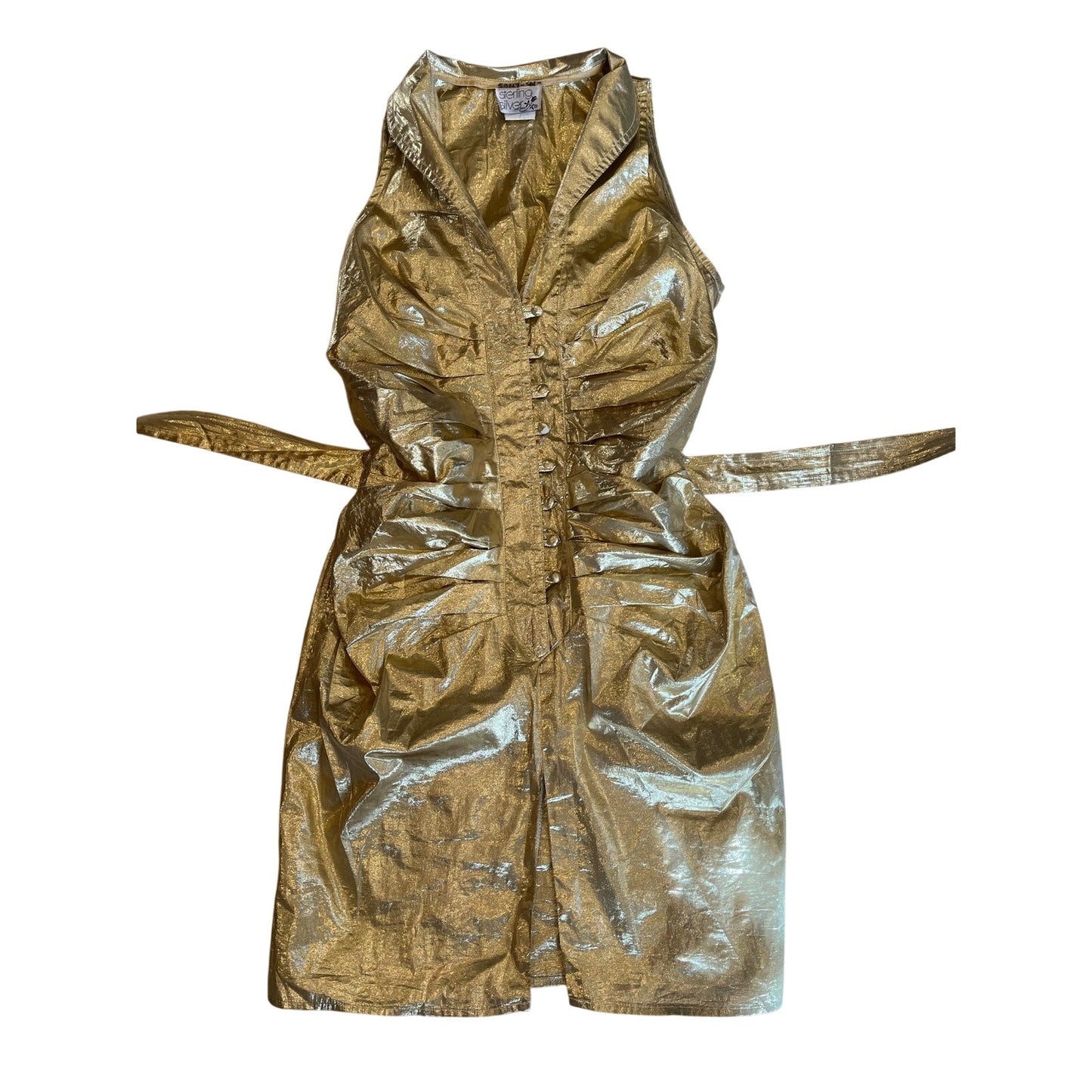y2k vintage gold button up dress