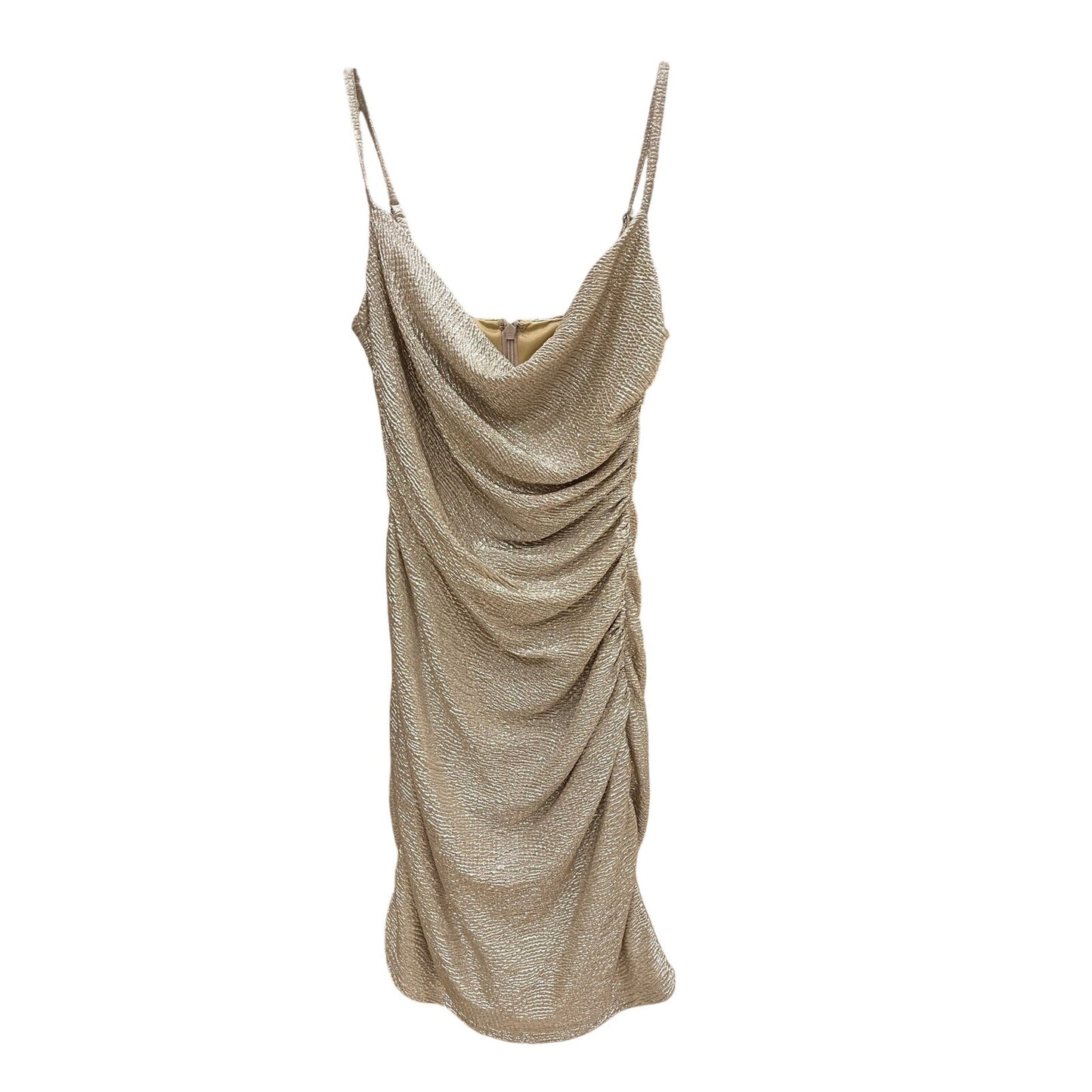 Laundry by Shelli Segal Gold Metallic Ruched Cocktail Dress Size 0