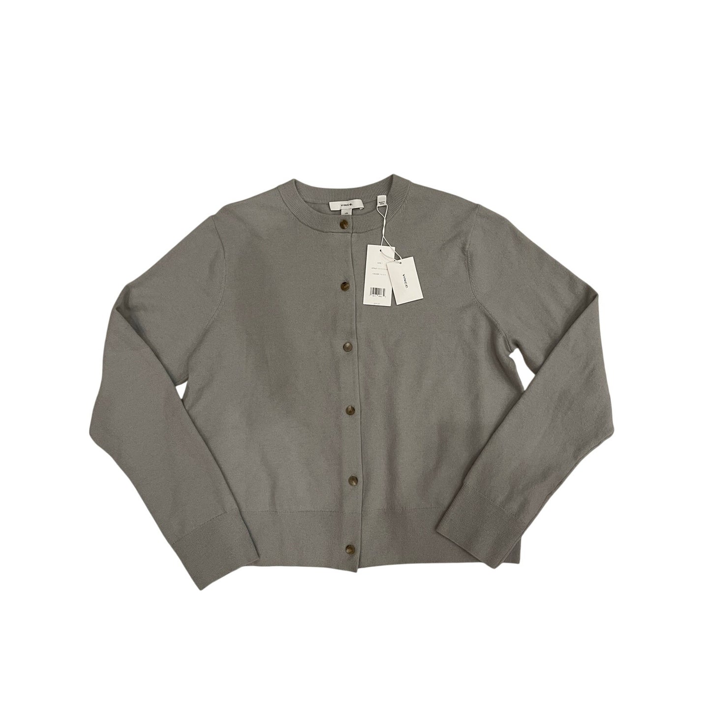 NWT Vince Gray Wool Cashmere Blend Crewneck Cardigan Sweater Large $395