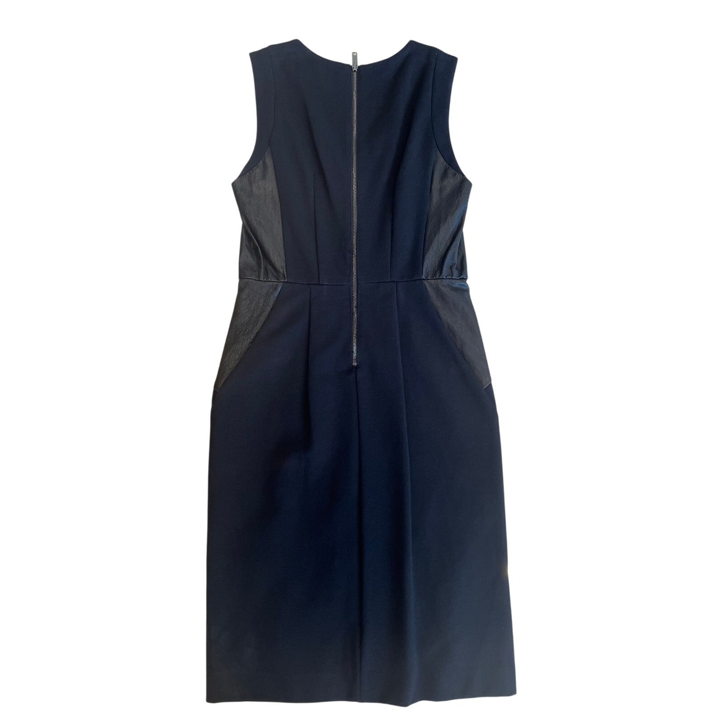 DKNY Donna Karan Black Faux Leather Panel Sheath Dress Size 8