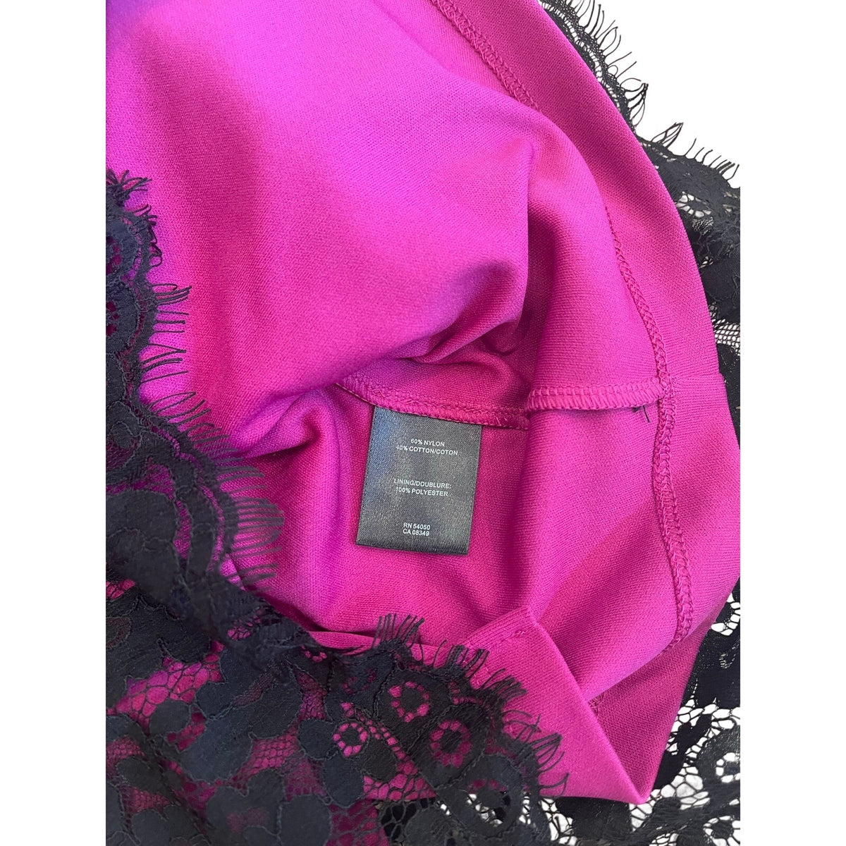 Robert Rodriguez Size 4 Black Lace Fuchsia Strapless Peplum Cocktail Dress