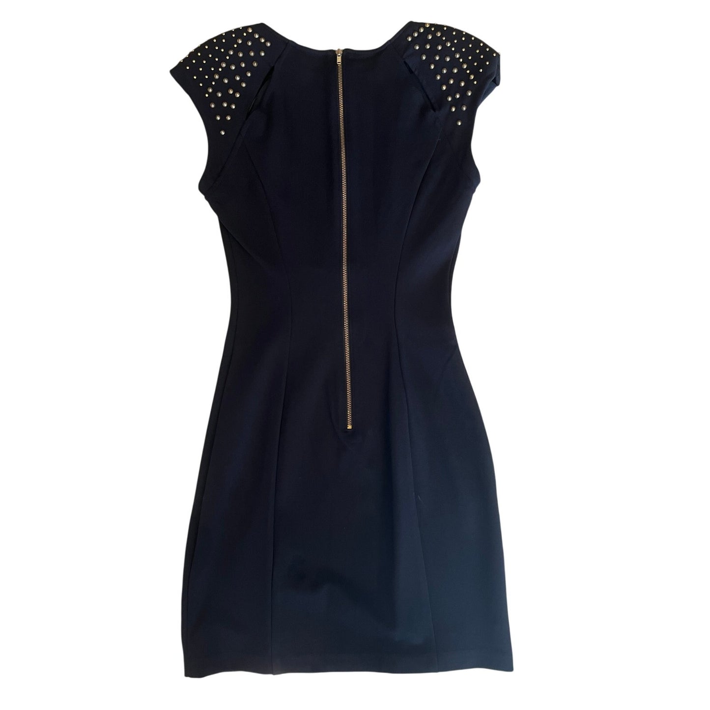 womens xs black fitted dress with embellished sleeves