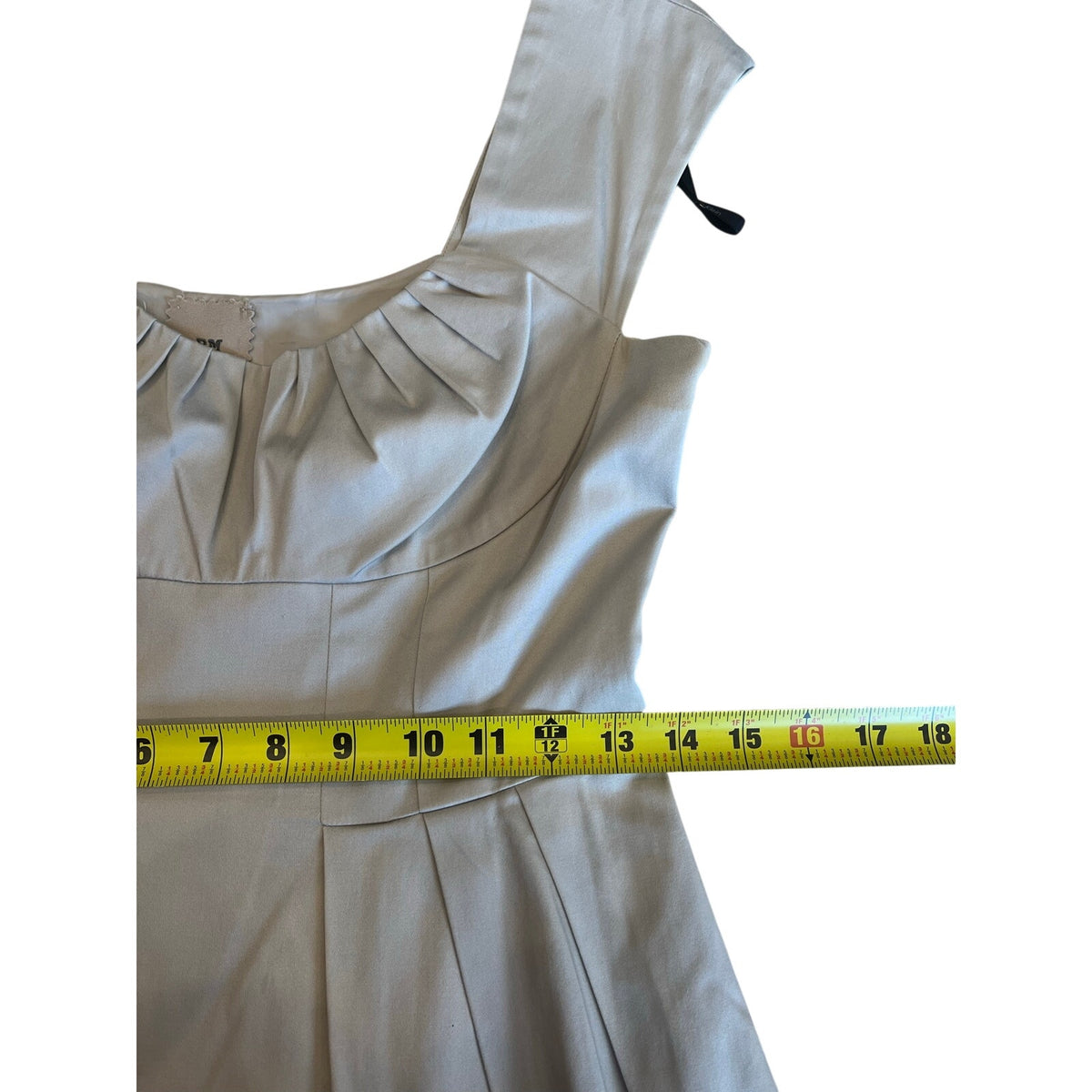 Roland Mouret RM Gray Satin Pleated Fit & Flare Dress US 4 Made in France