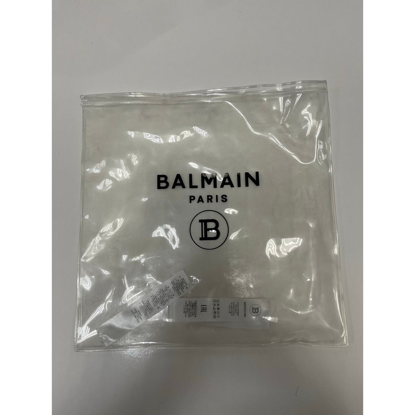 Balmain Paris Black Logo One Piece Swimsuit White Trim Sz 38
