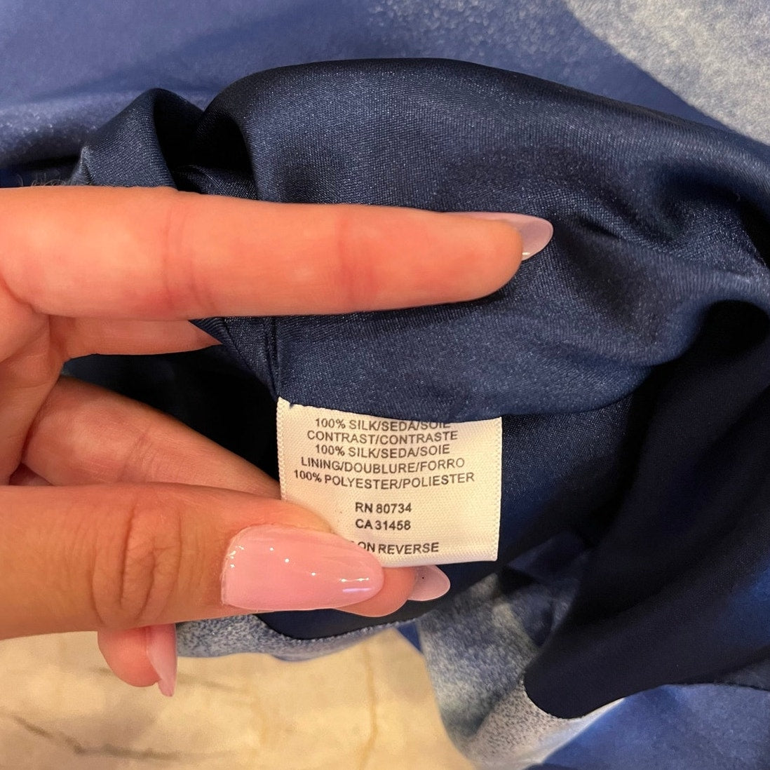 BCBGMaxAzria 100% Silk Strapless Blue Abstract Draped Cocktail Dress Size 2