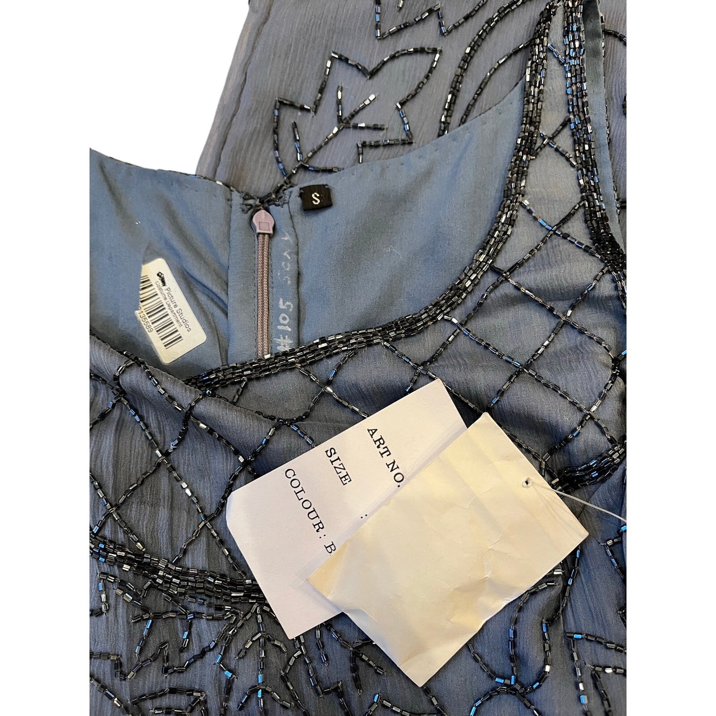 Vintage 100% Silk Hand Beaded Evening Gown NWT