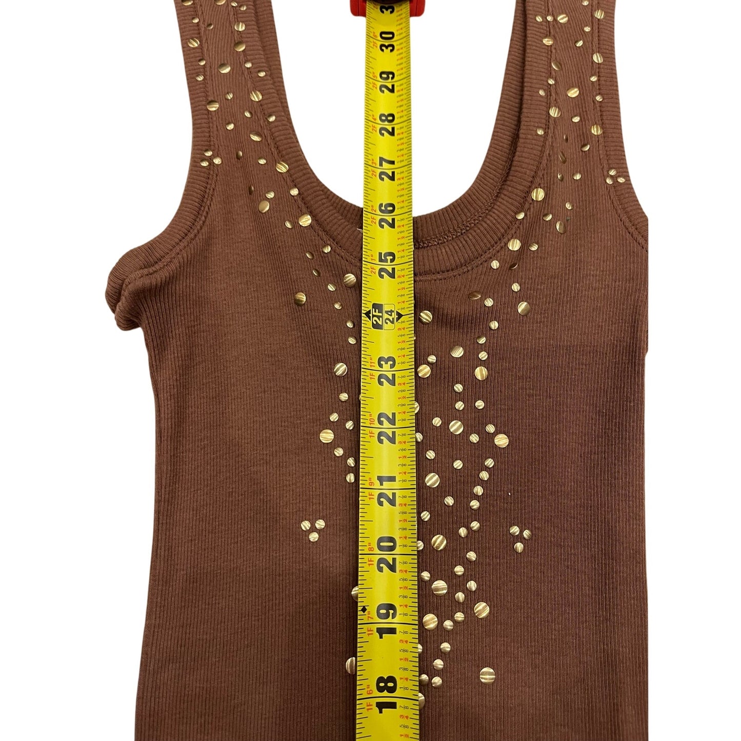 Ya-Ya Love Brown Studded Ribbed Mini Dress Size M 2000s Made USA