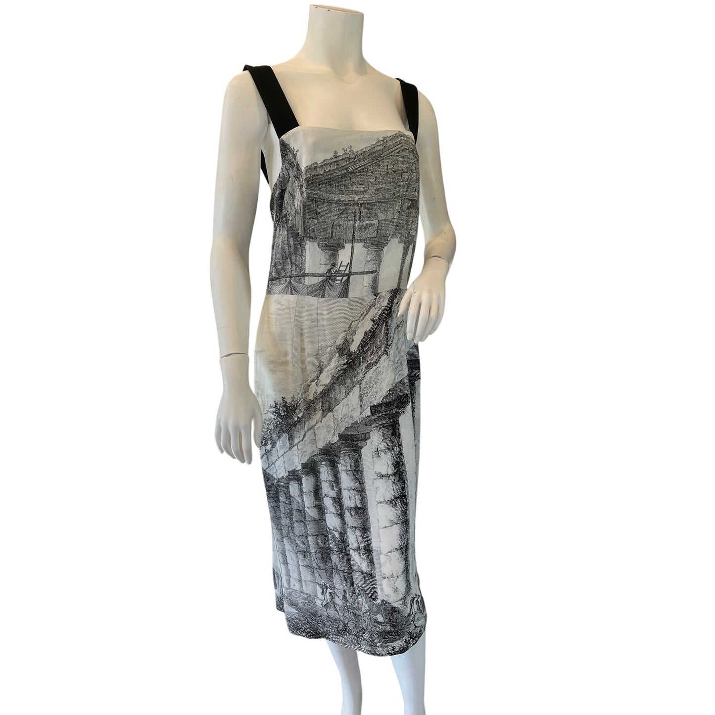 NWT Dolce & Gabbana Roman Ruins Print Midi Dress Size IT 44 Architectural Italy