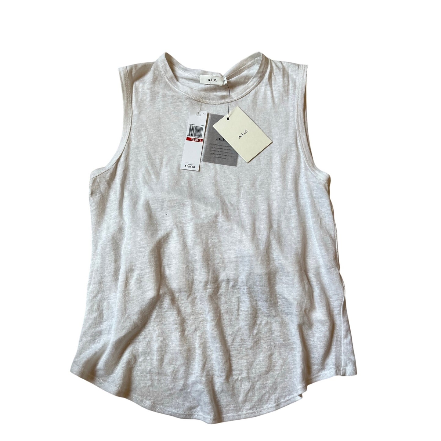 A.L.C. NWT White Sleeveless Crew Neck Ruffle Back Tank Top XS MSRP $110