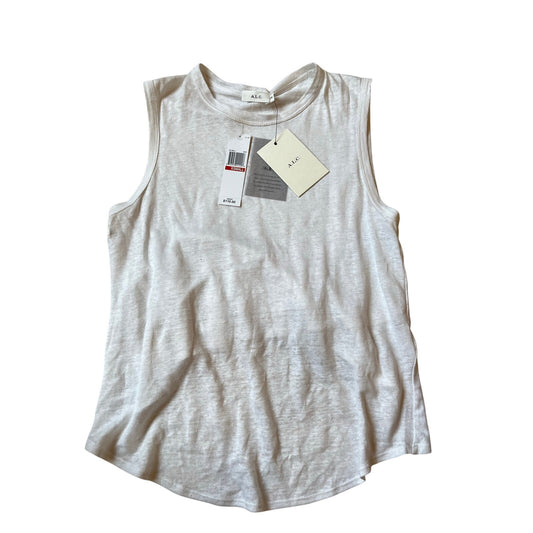A.L.C. NWT White Sleeveless Crew Neck Ruffle Back Tank Top XS MSRP $110