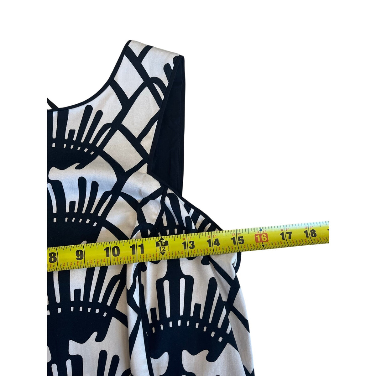Donna Morgan Black White Geometric Print Sheath Dress Size 8 Cotton Sleeveless