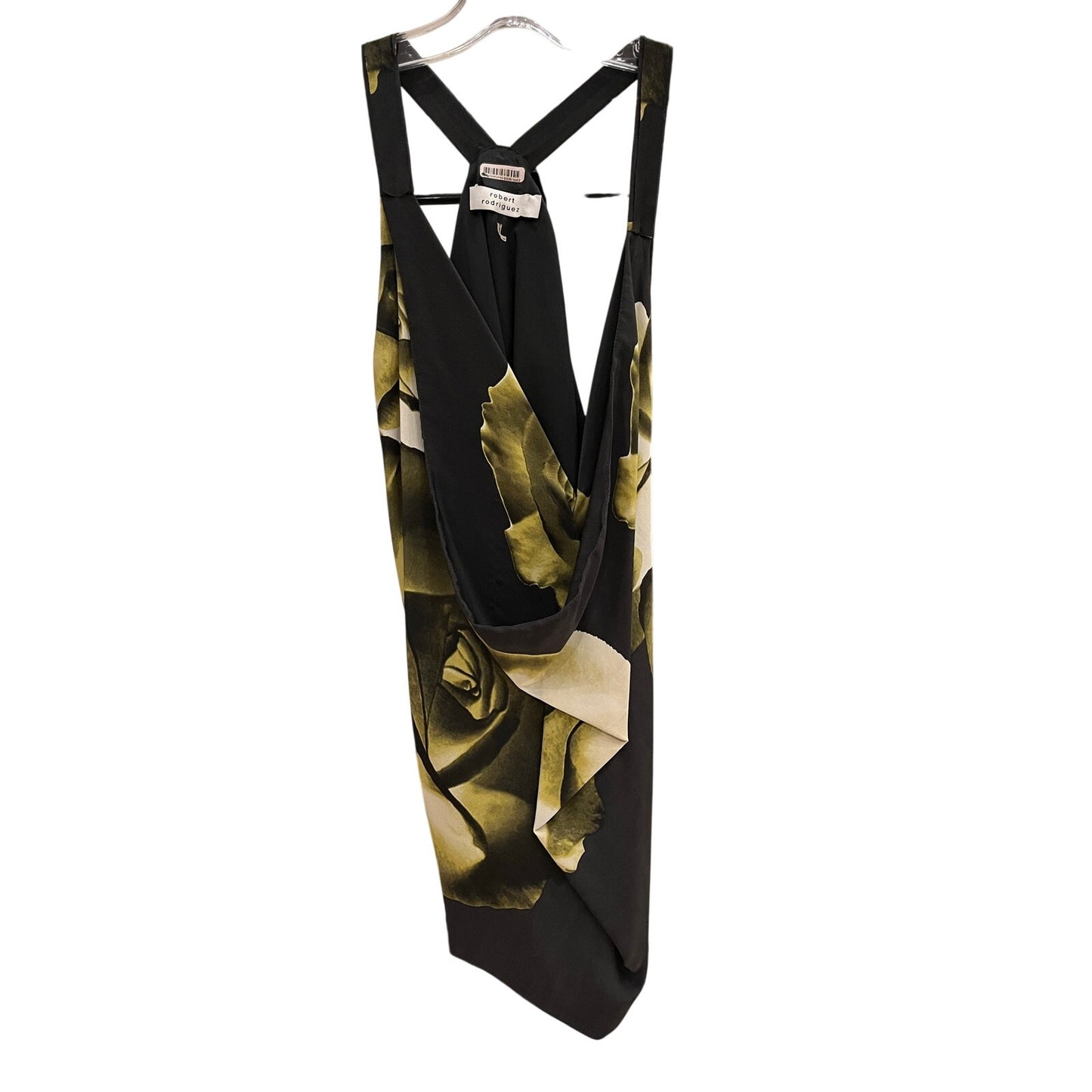 NWT Robert Rodriguez Silk Rose Print Draped Halter Cocktail Dress Size 2