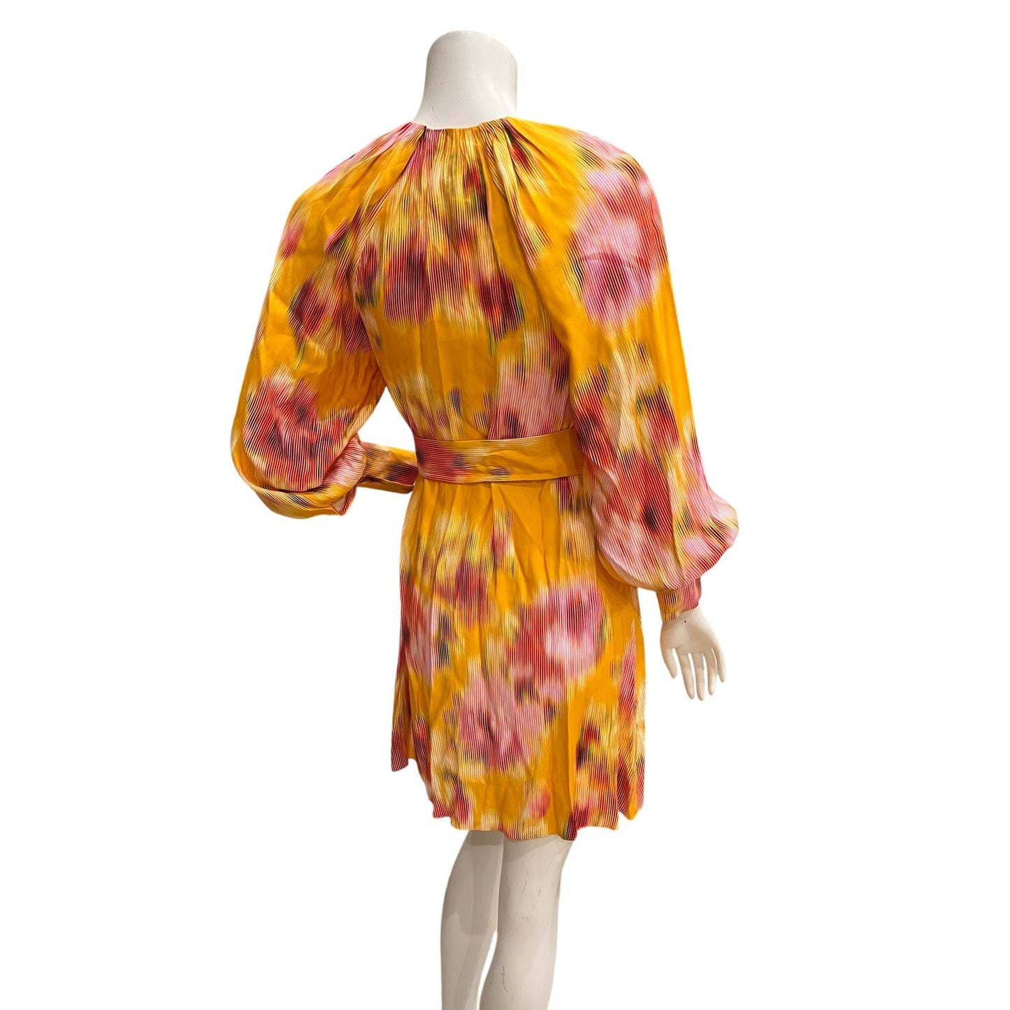Ted Baker Orange Floral Print Mini Wrap Dress Belted Long Sleeve Size 0 NWT