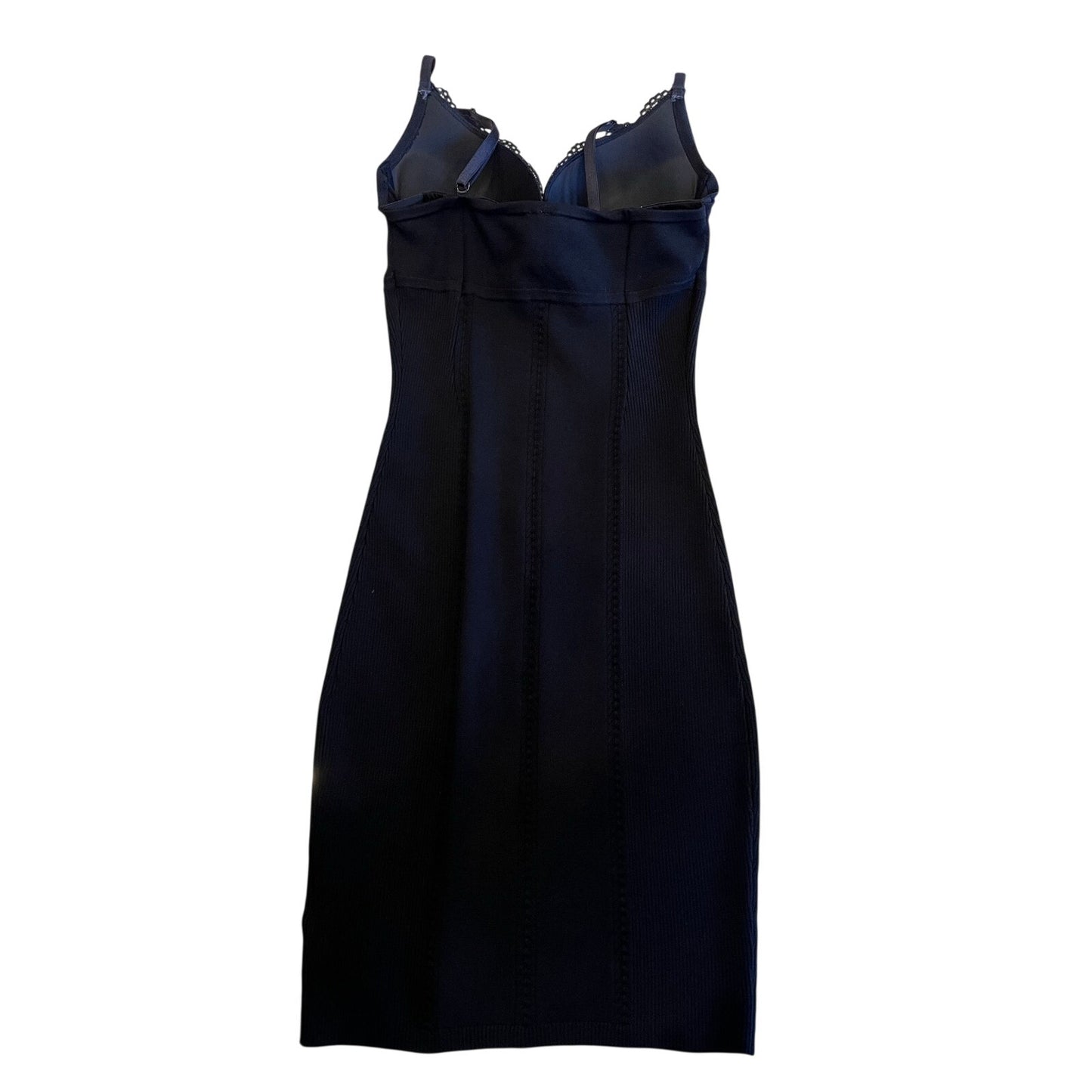 GUESS by Marciano Black Knit Bodycon Dress Size Small Lace Cowl Neck