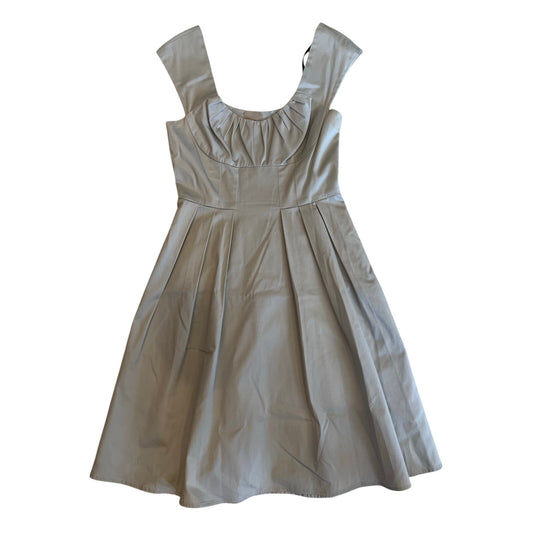 Roland Mouret RM Gray Satin Pleated Fit & Flare Dress US 4 Made in France