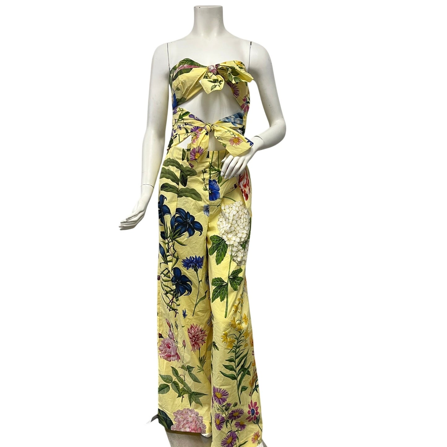 NWT Oscar de la Renta Floral Botanical Cotton Blend Jumpsuit Size 4 $2890 Retail