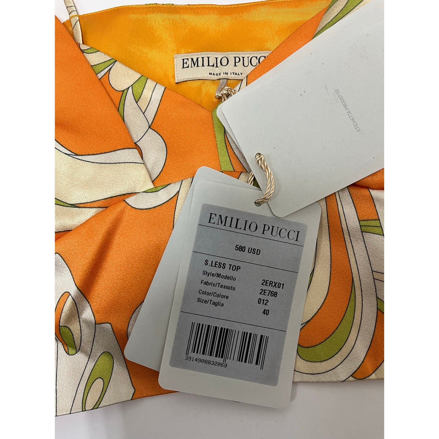 NWT Emilio Pucci Printed Crop Tank Top Made in Italy Signature Designer Print
