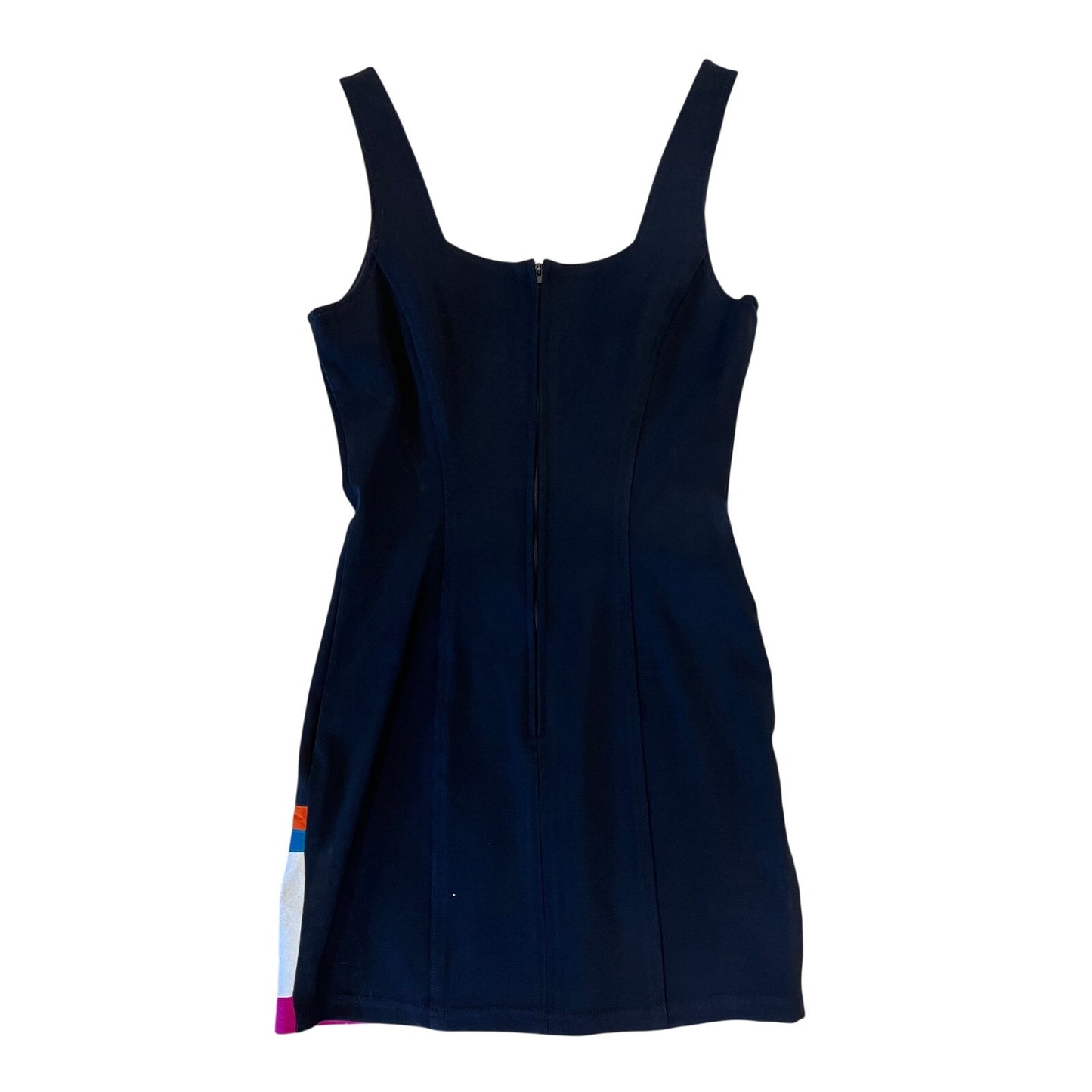 John Murrough Black Colorblock Mini Dress M Geometric Suede Trim