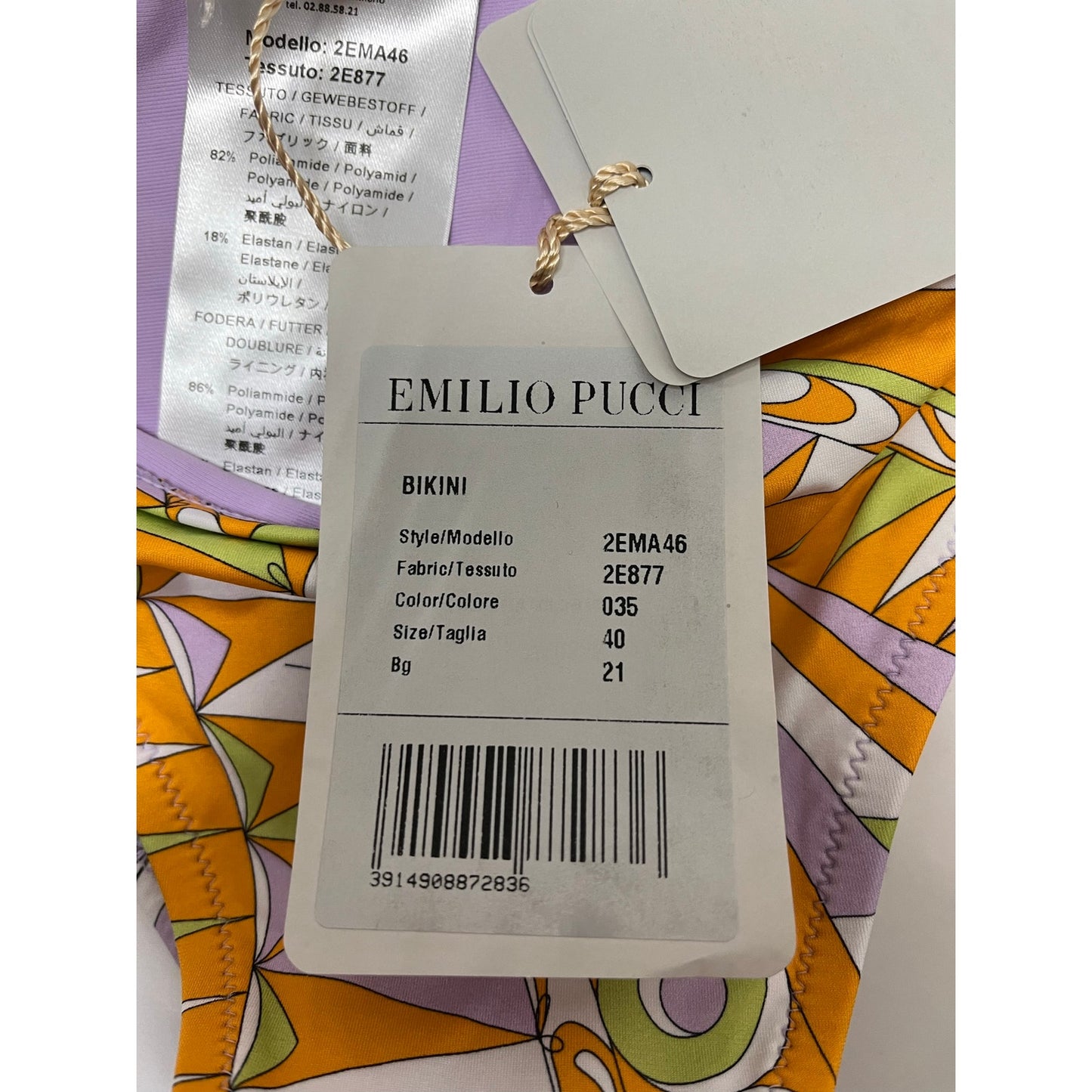 NWT Emilio Pucci Printed Bikini Set w Dust Bag Signature Designer Swimwear