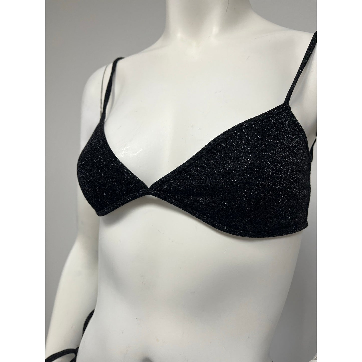 Authentic Balenciaga Metallic Glitter Triangle Bikini Set Black Size S NWT