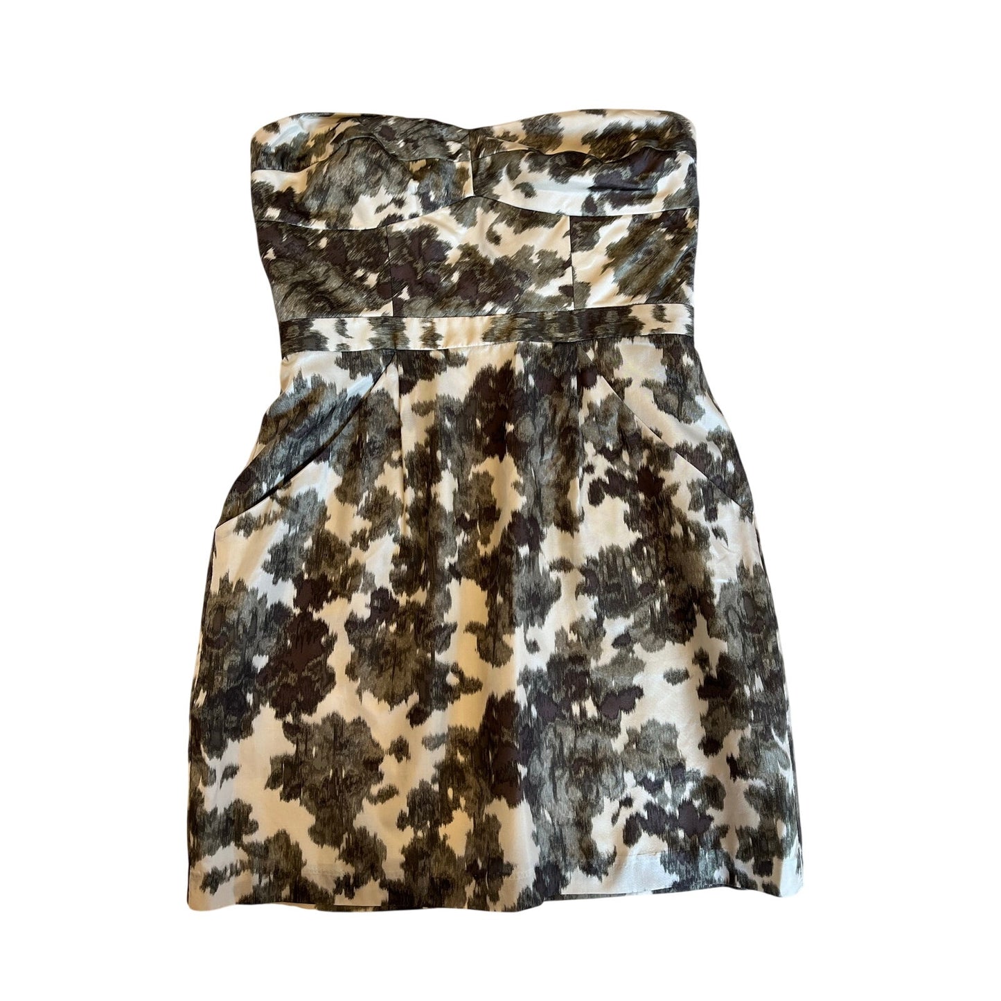 J.Crew 100% Silk Strapless Floral Print Cocktail Dress Fit & Flare Pockets