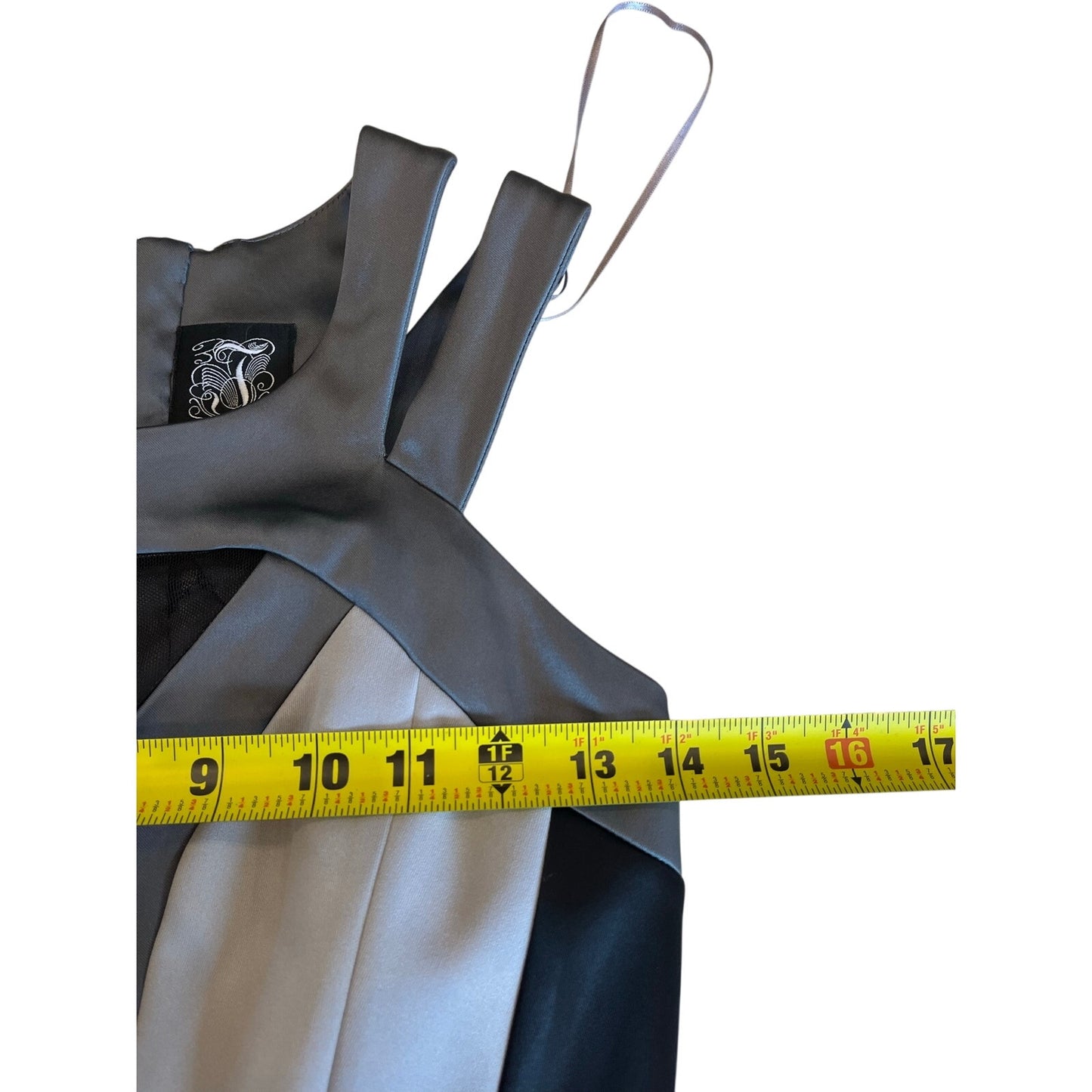 JAX Gray Black Colorblock Sheath Dress Size 6 Cutout Neck Cocktail Career Midi