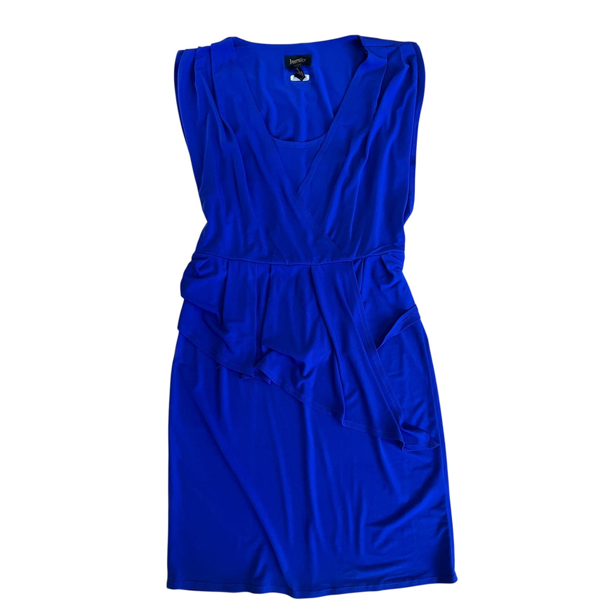 Laundry by Shelli Segal Cobalt Blue Faux Wrap Peplum Dress Size 4